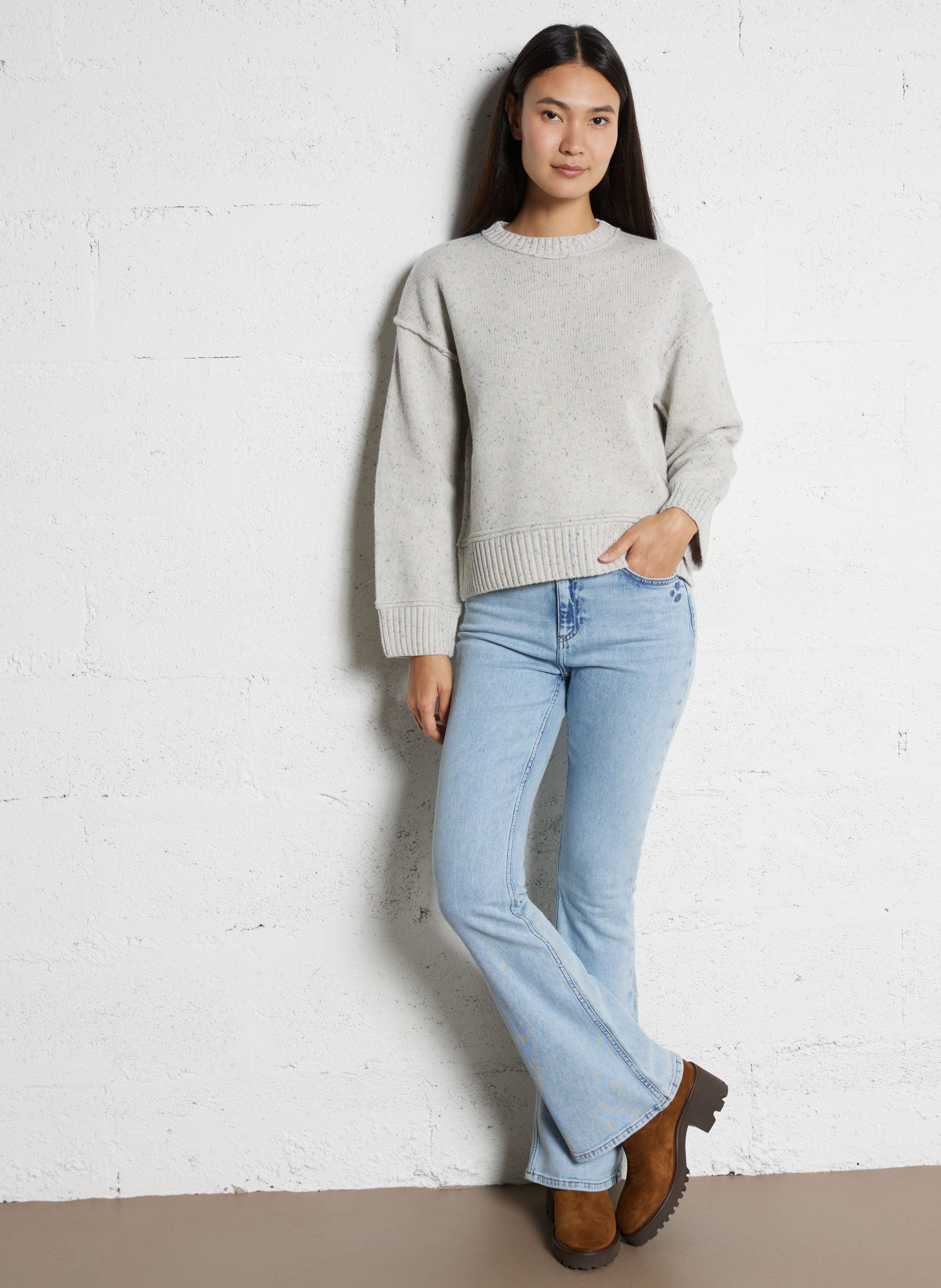 Jean bootcut en coton mélangé FABIENNE CHAPOT Bleu