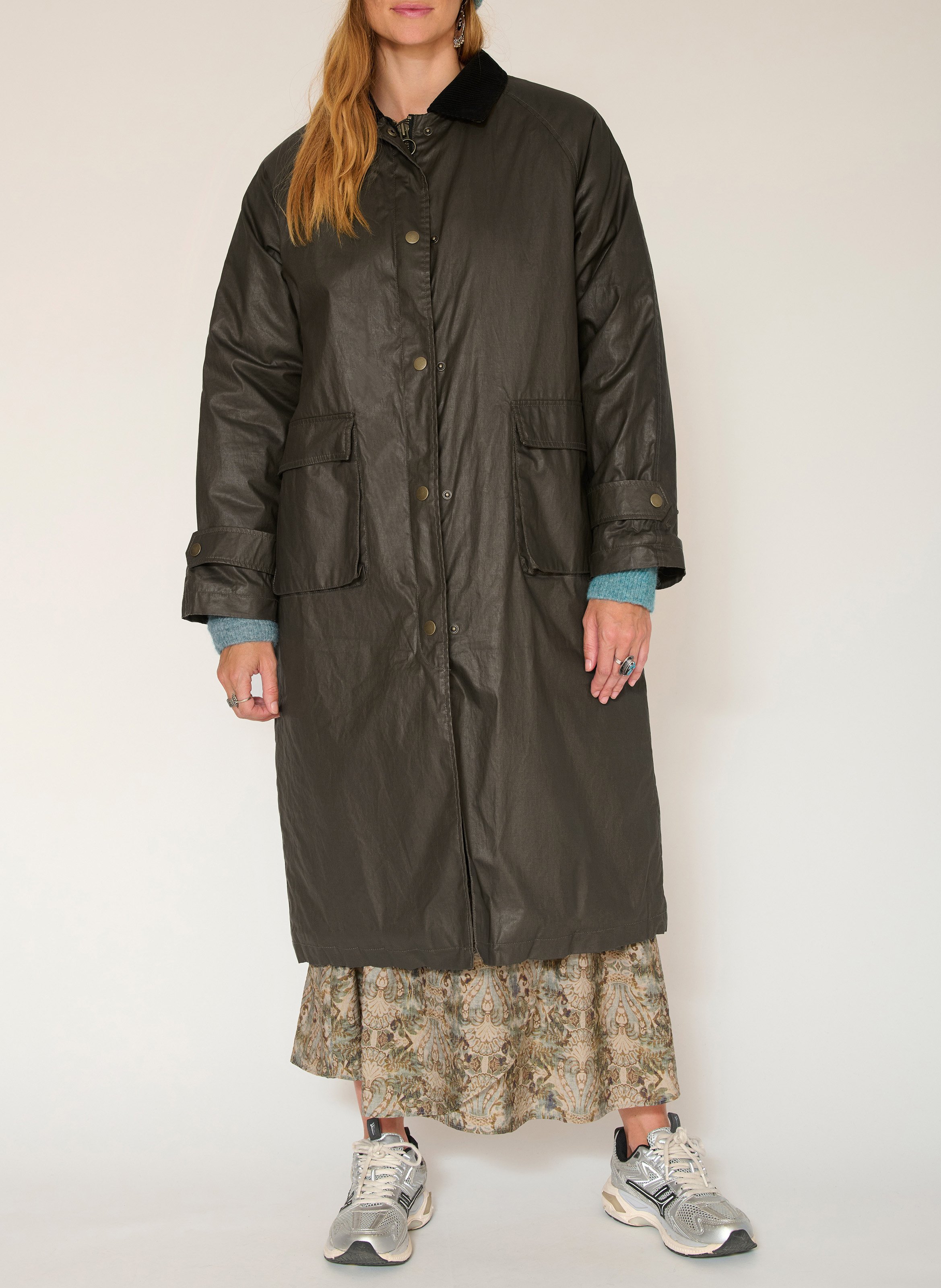 Manteau droit en coton MKT Kaki