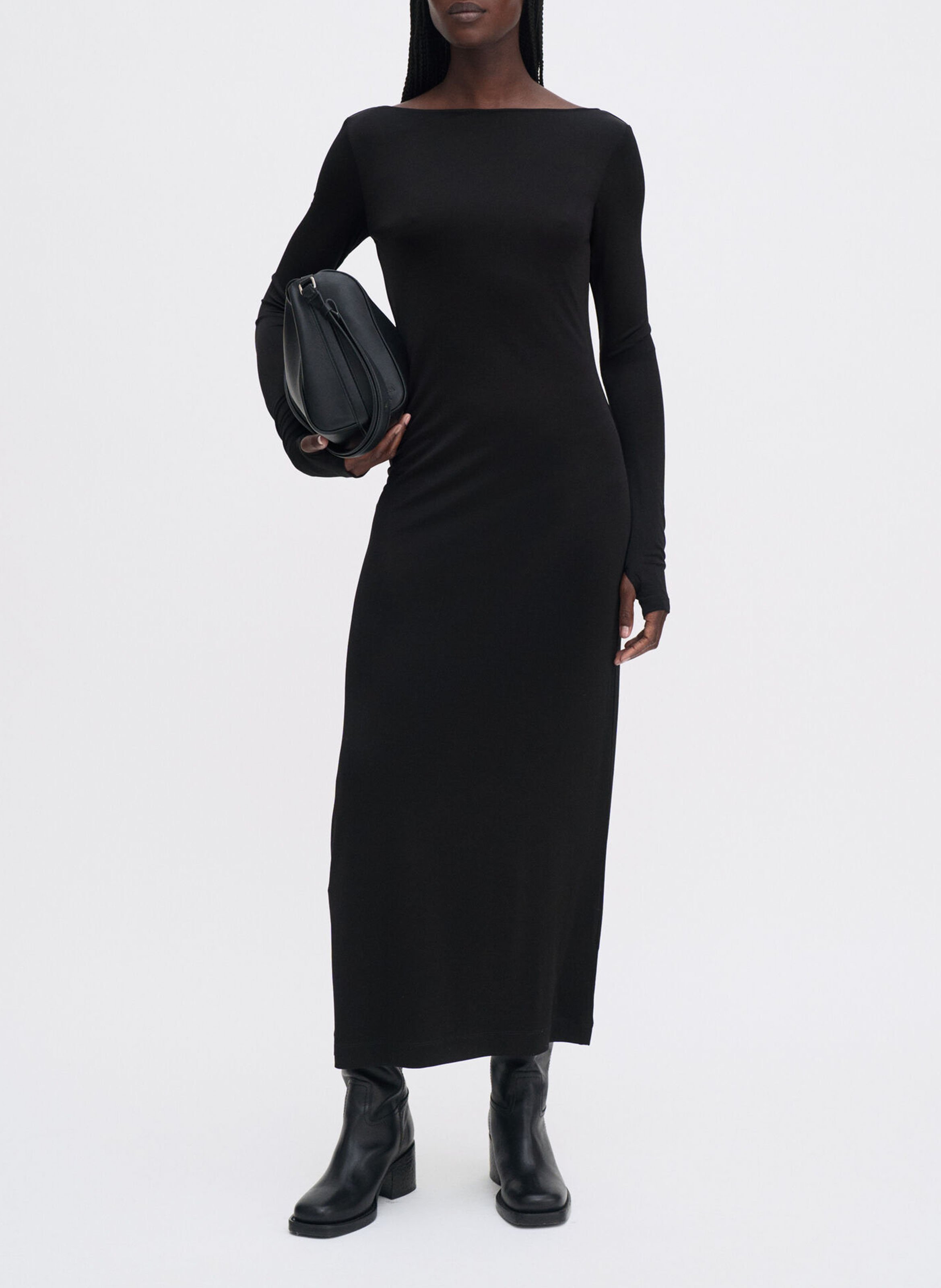 Fitted backless long dress FILIPPA K Black