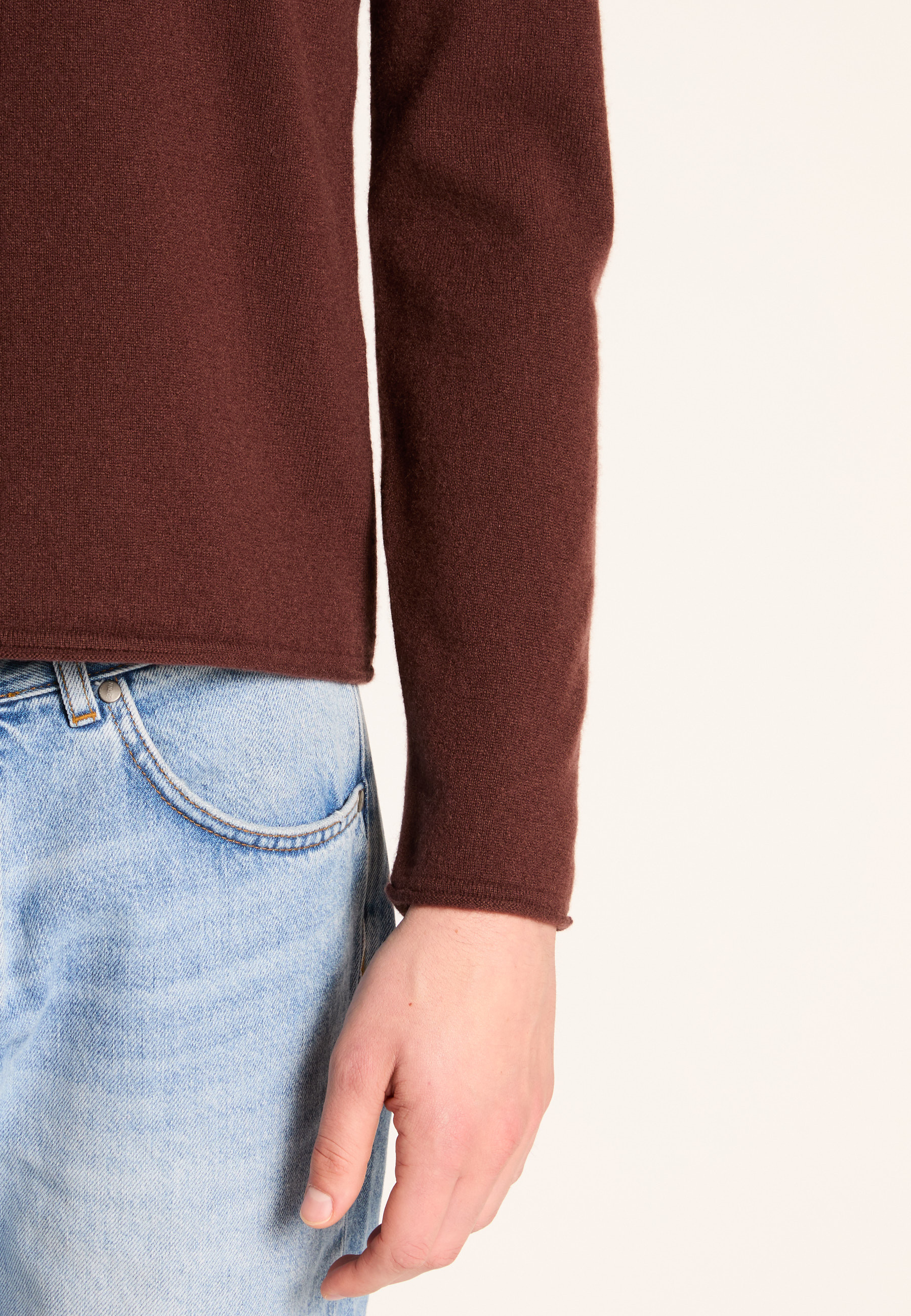 Cashmere sweater with rolled turtleneck MAISON MONTAGUT Brown