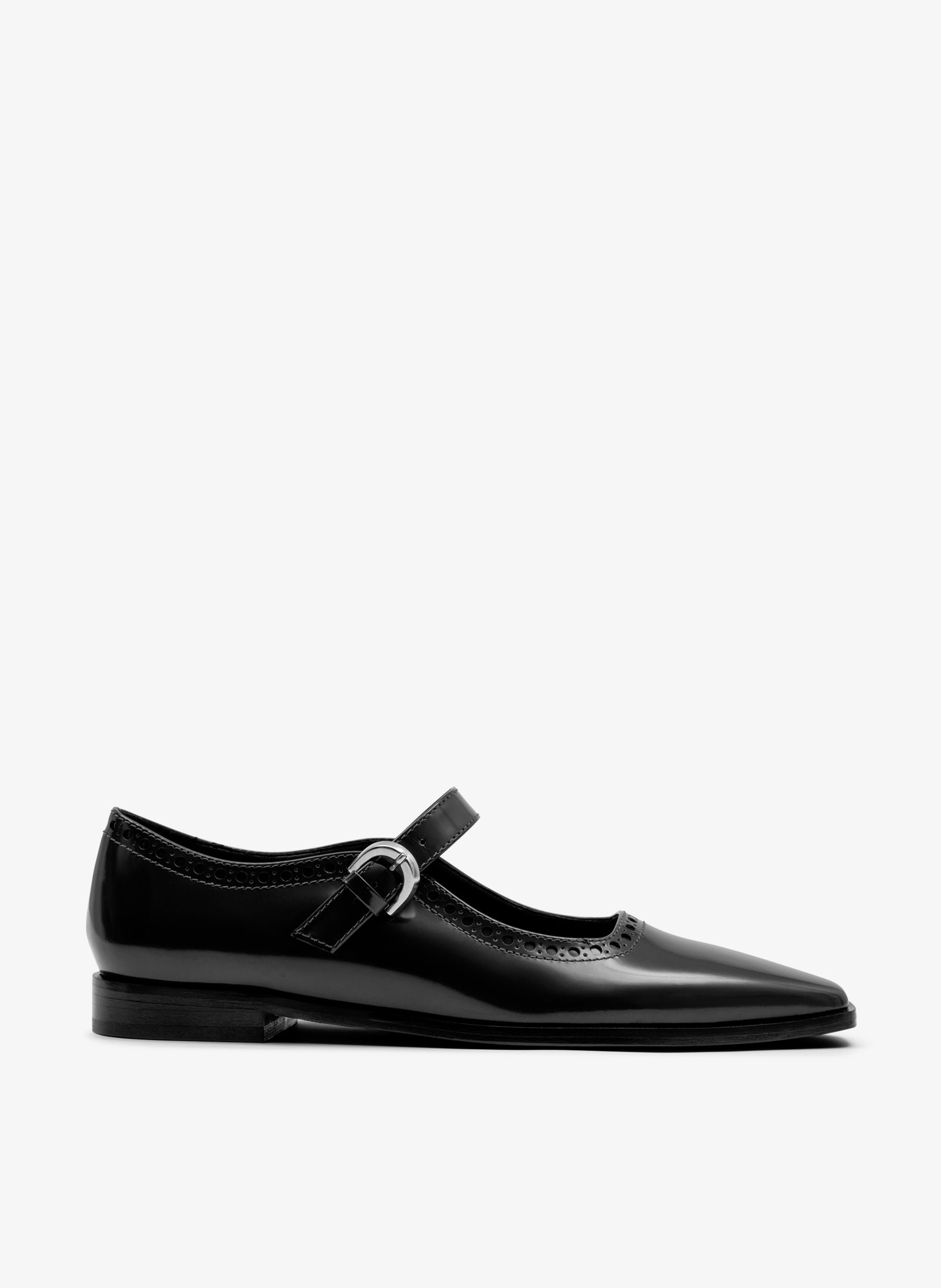 Black brushed leather ballerina flats PARALLELE PARIS Black
