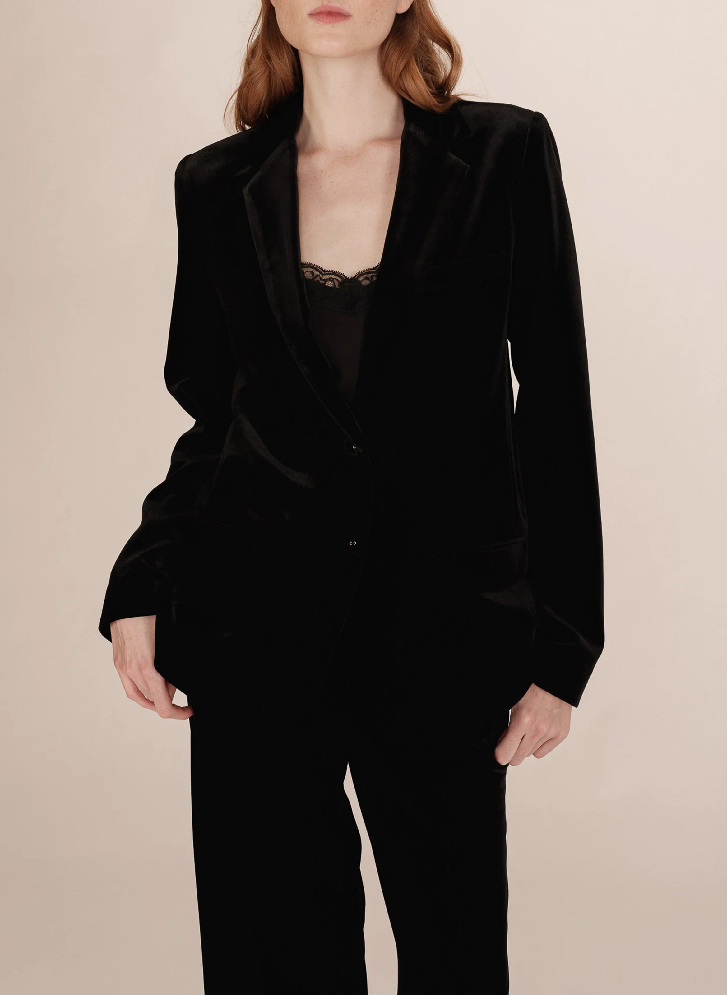 Velvet single-breasted blazer GRACE ET MILA Black