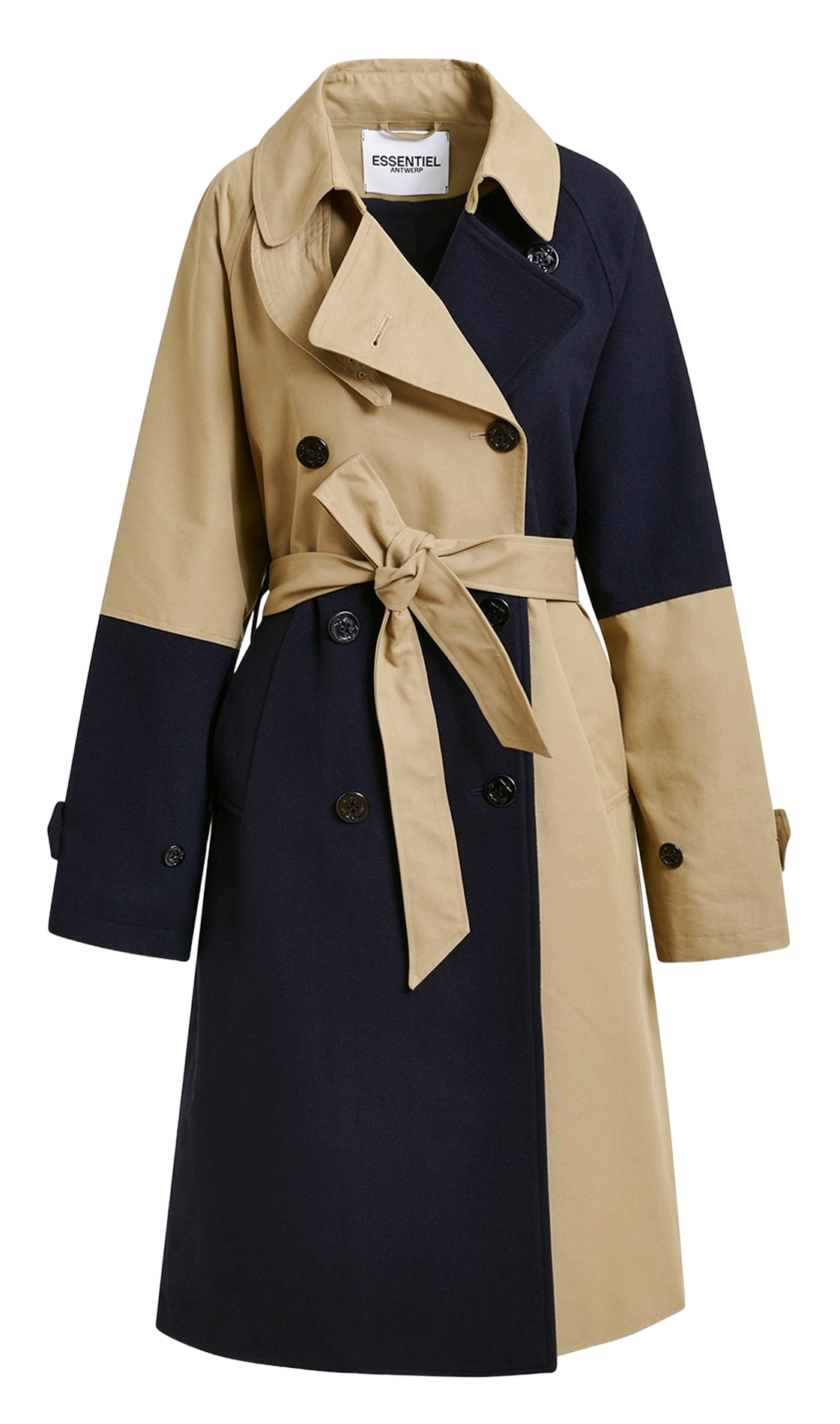 Straight wool-blend trench coat with tailored collar ESSENTIEL ANTWERP Brown