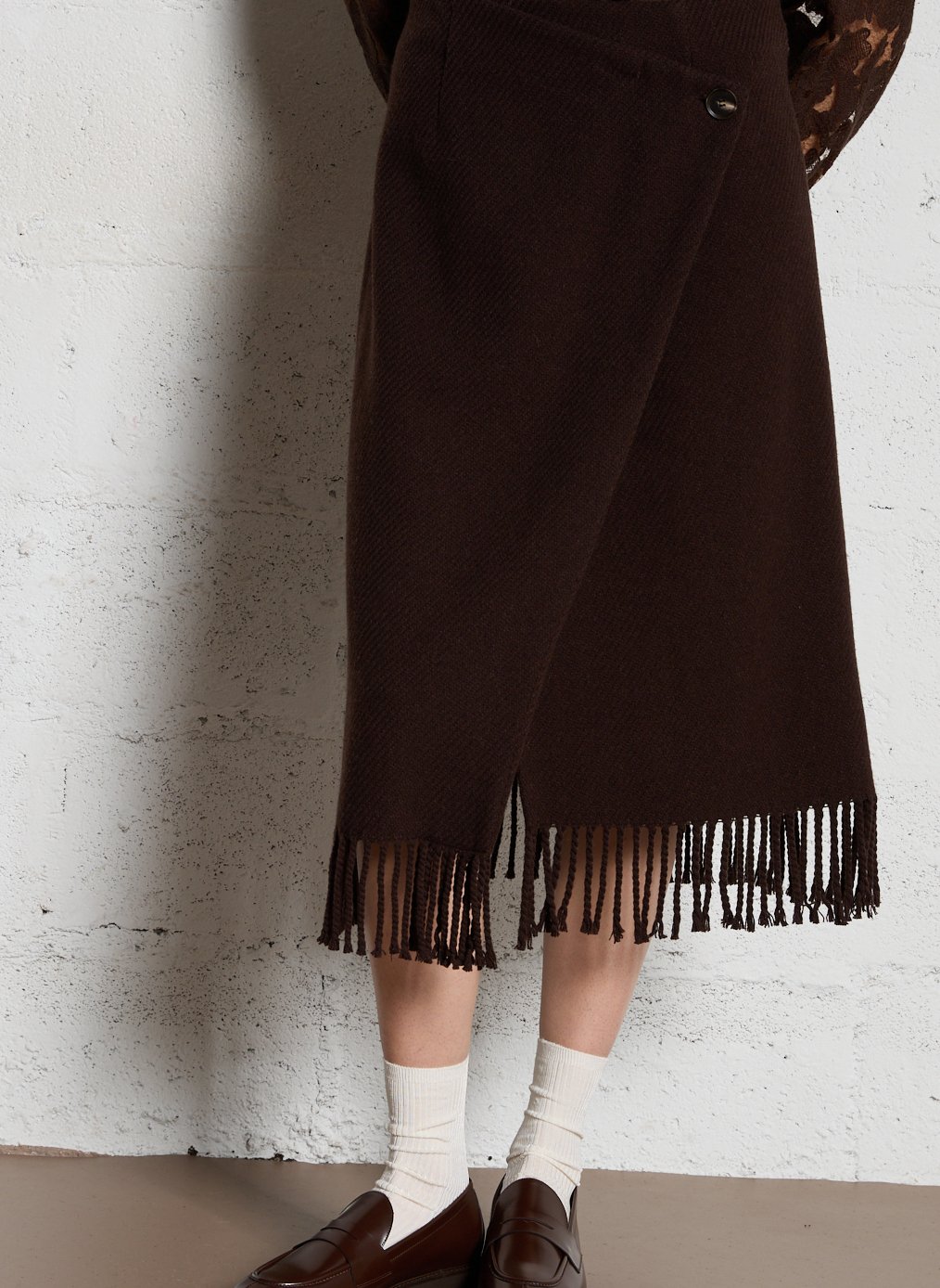 Jupé midi en laine mélangée MAISON 123 Marron