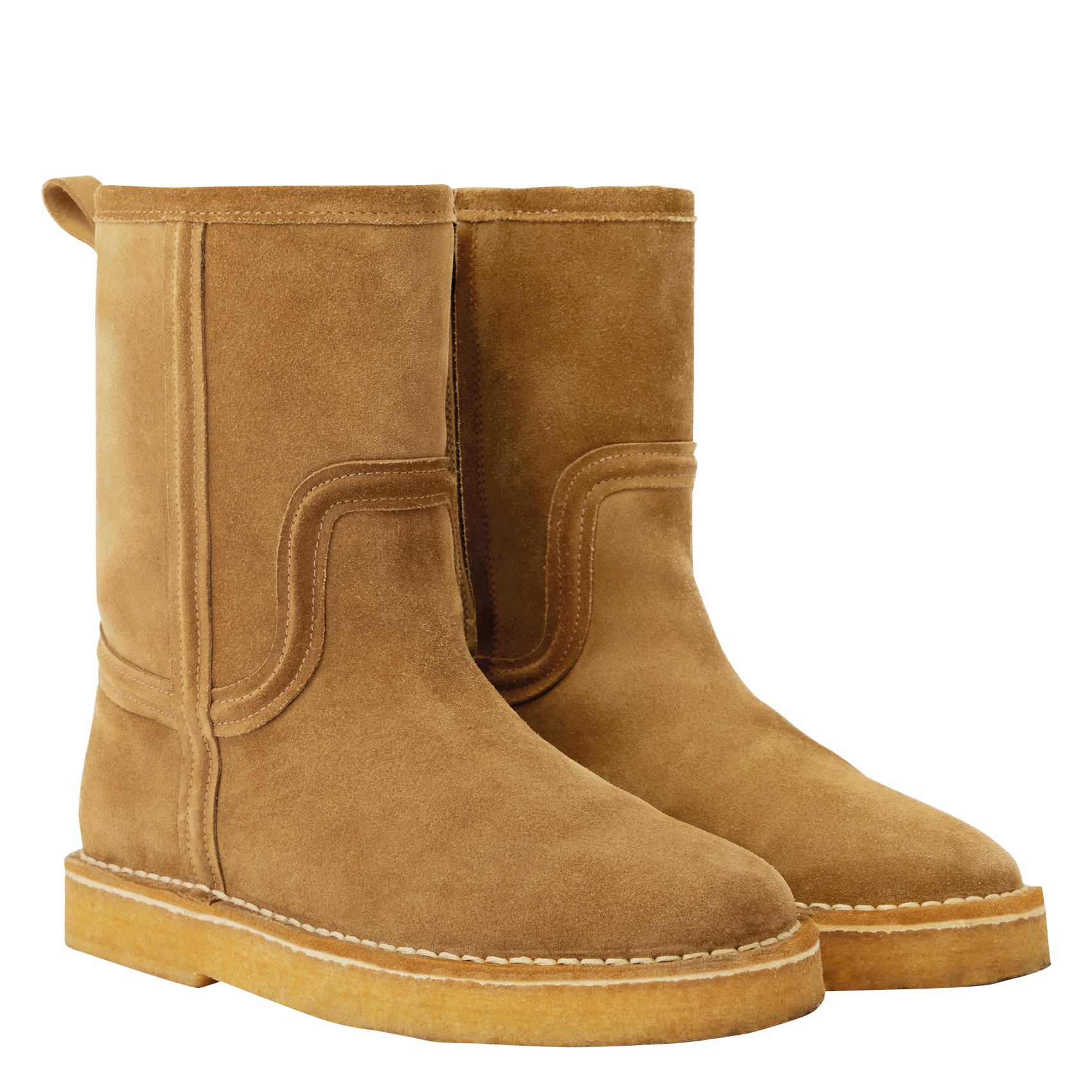 Bottes fourrées en cuir velours SOEUR Beige
