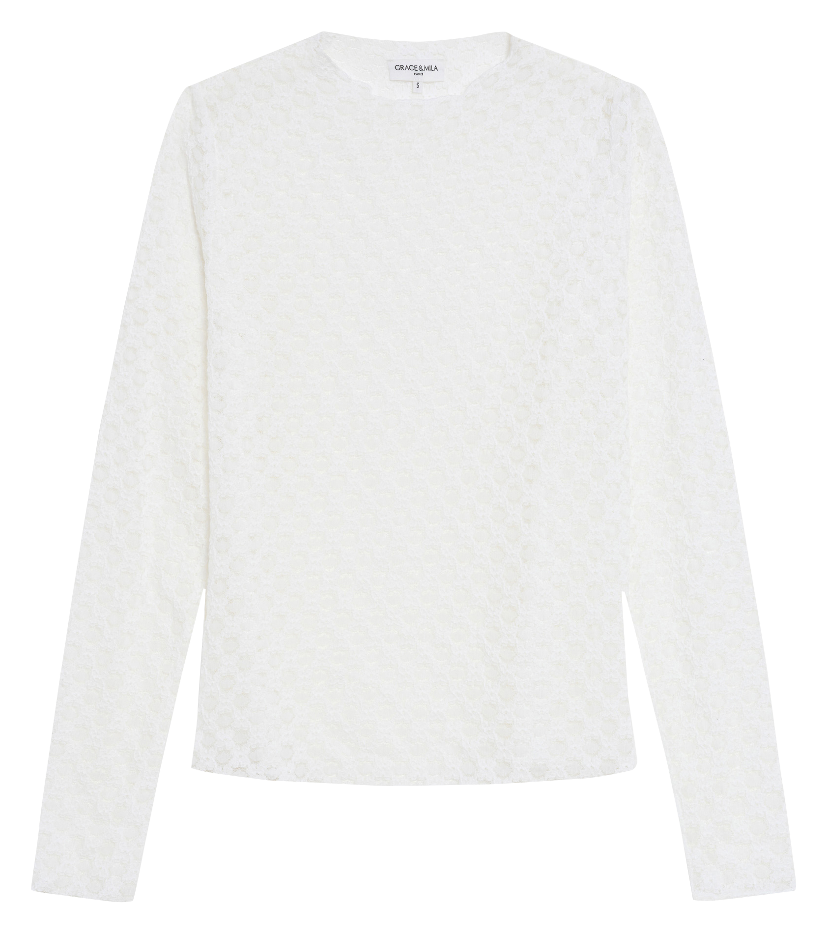 Top droit col rond en coton mélangé GRACE ET MILA Beige