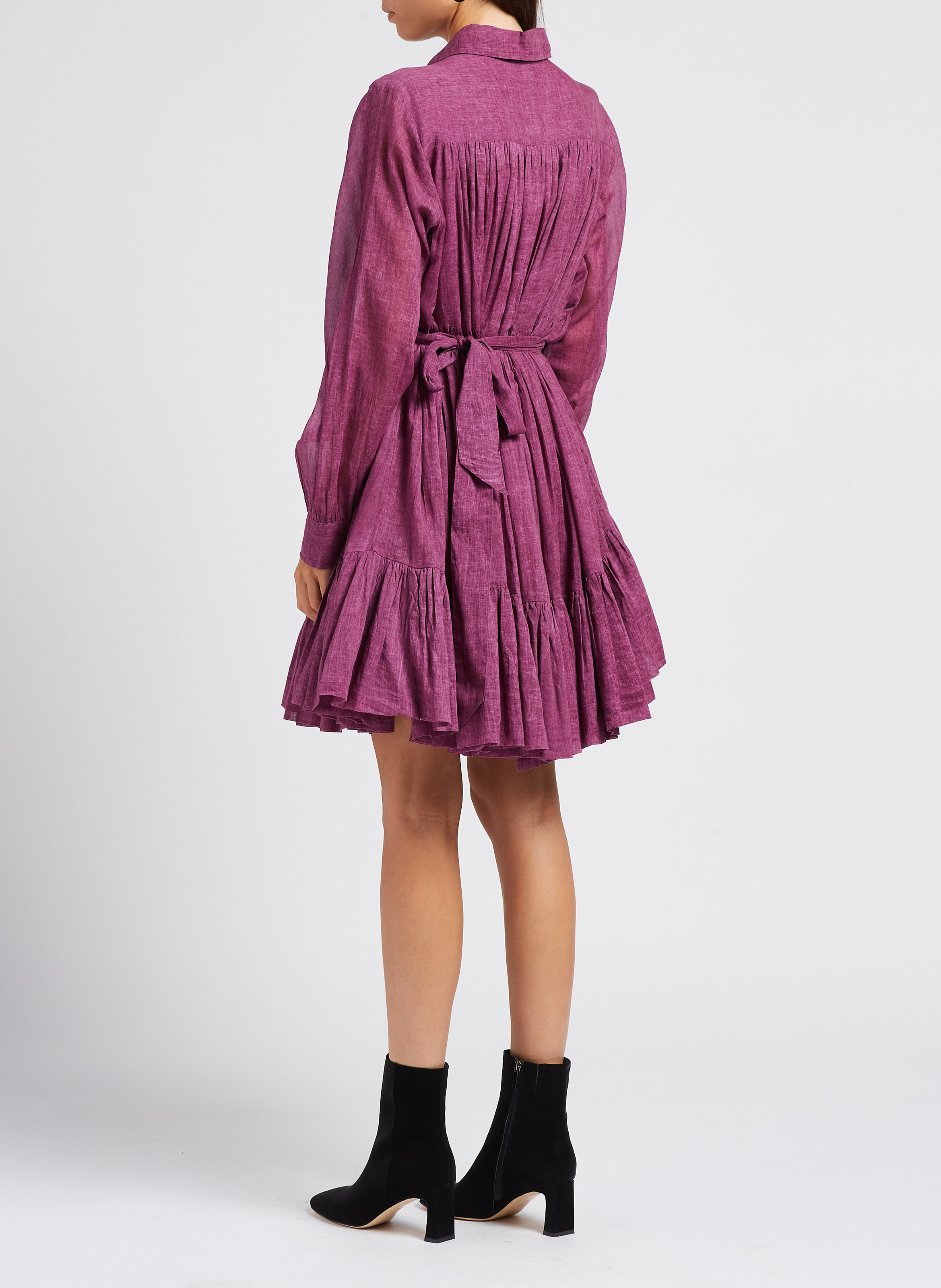 Kurzes Baumwollkleid mit Hemdkragen MES DEMOISELLES Rosa