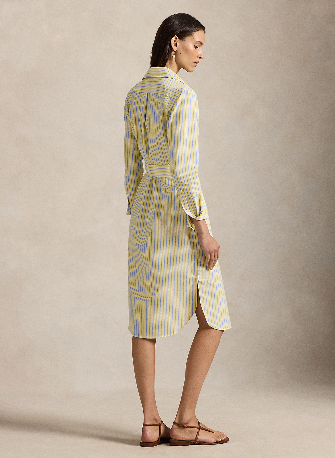 Halflange, katoenen overhemdjurk met ceintuur POLO RALPH LAUREN Geel