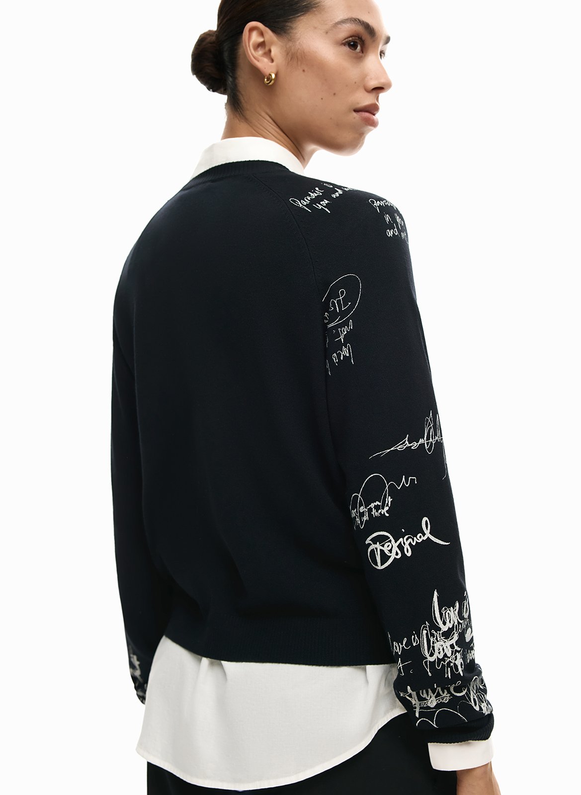 Tee-shirt col bateau droit imprimé DESIGUAL Noir