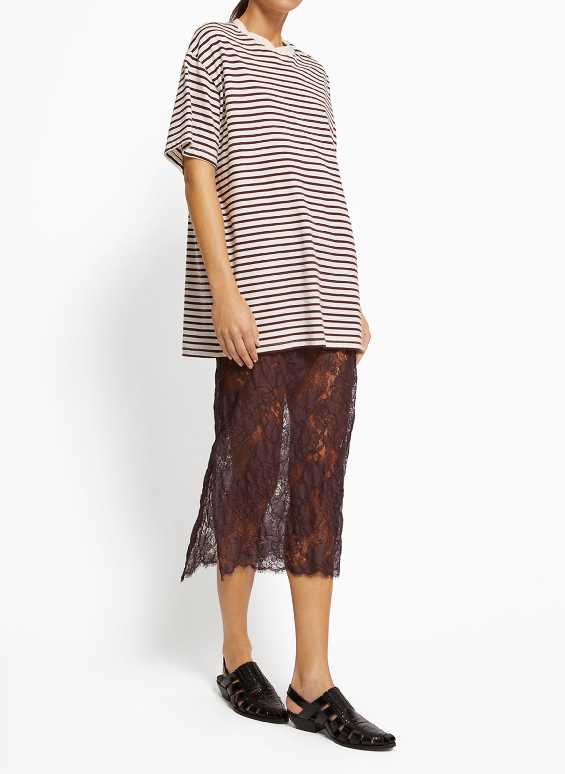 Midi-Rock aus Spitze Violett