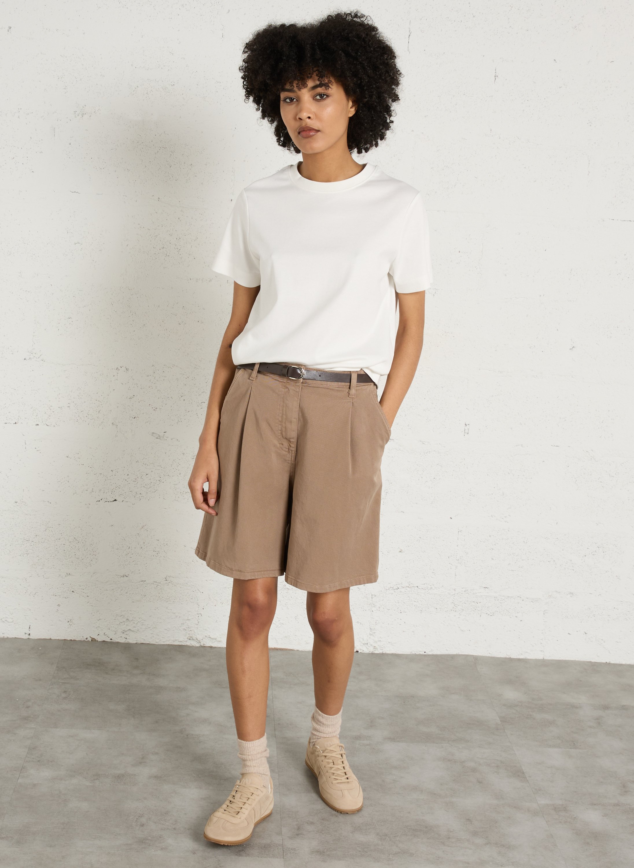 tee-shirt droit col rond en coton MAISON 123 Blanc