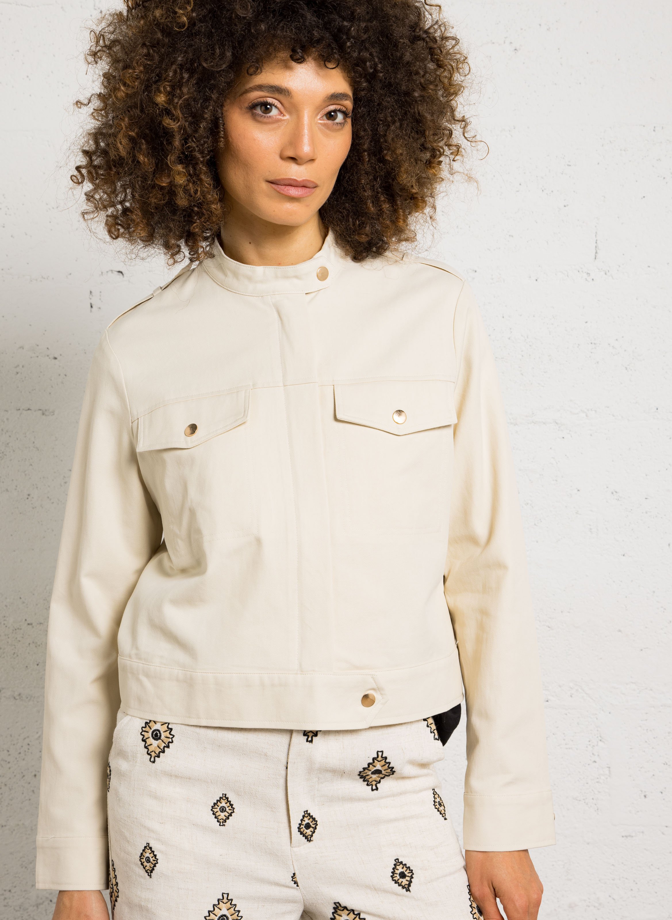 Veste col montant en coton mélangé LA PETITE ETOILE Blanc