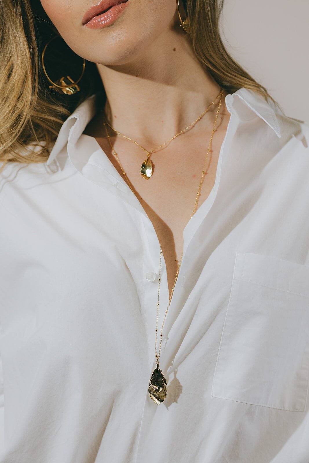 Silver plated leaf necklace Golden