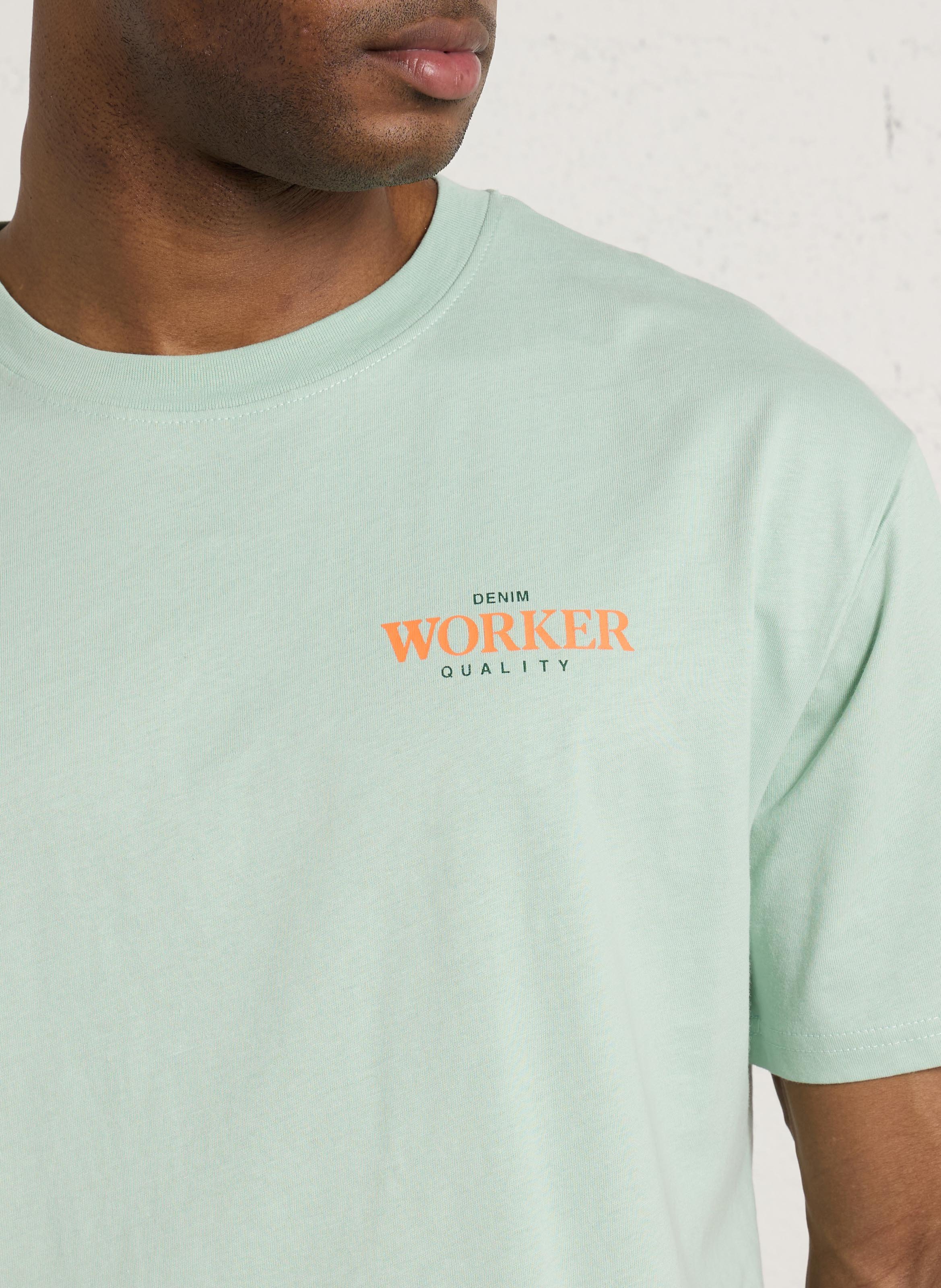 Tee-shirt droit col rond sérigraphié en coton LE TEMPS DES CERISES Bleu