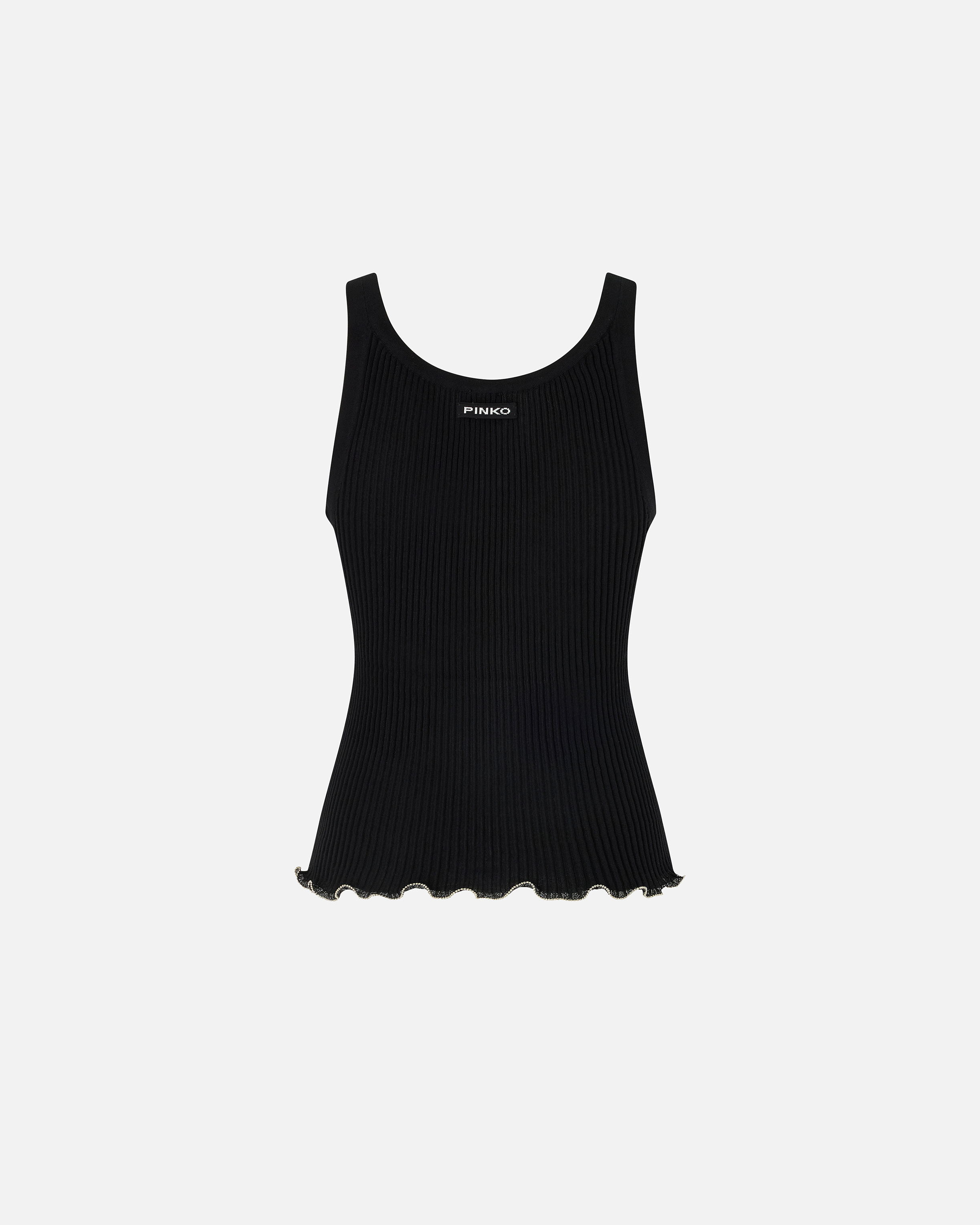 Ribbed logo tank top PINKO Black