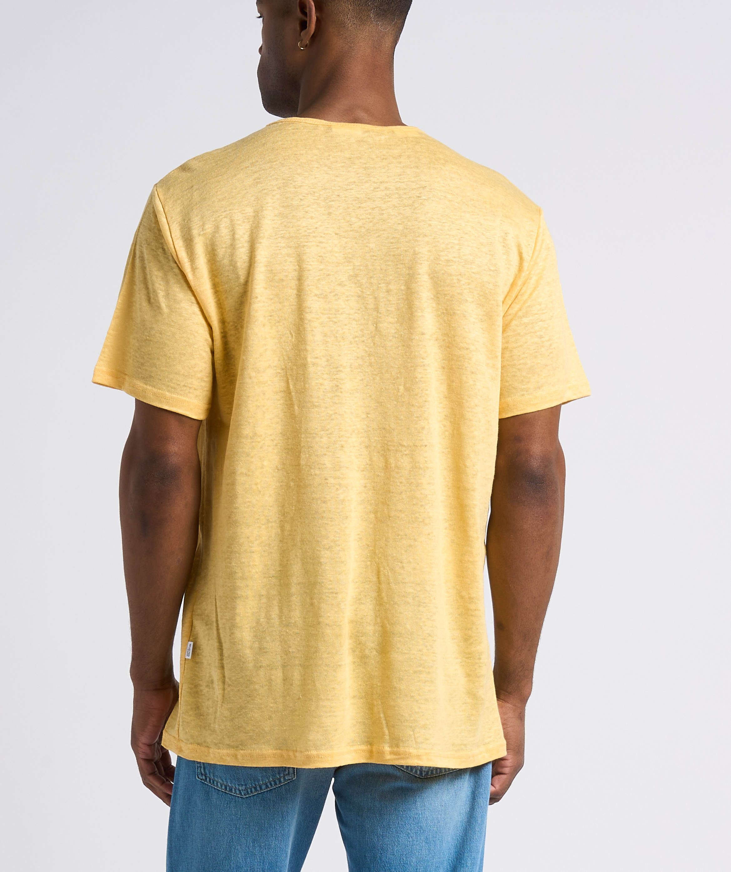 Linnen T-shirt met ronde hals SELECTED Geel