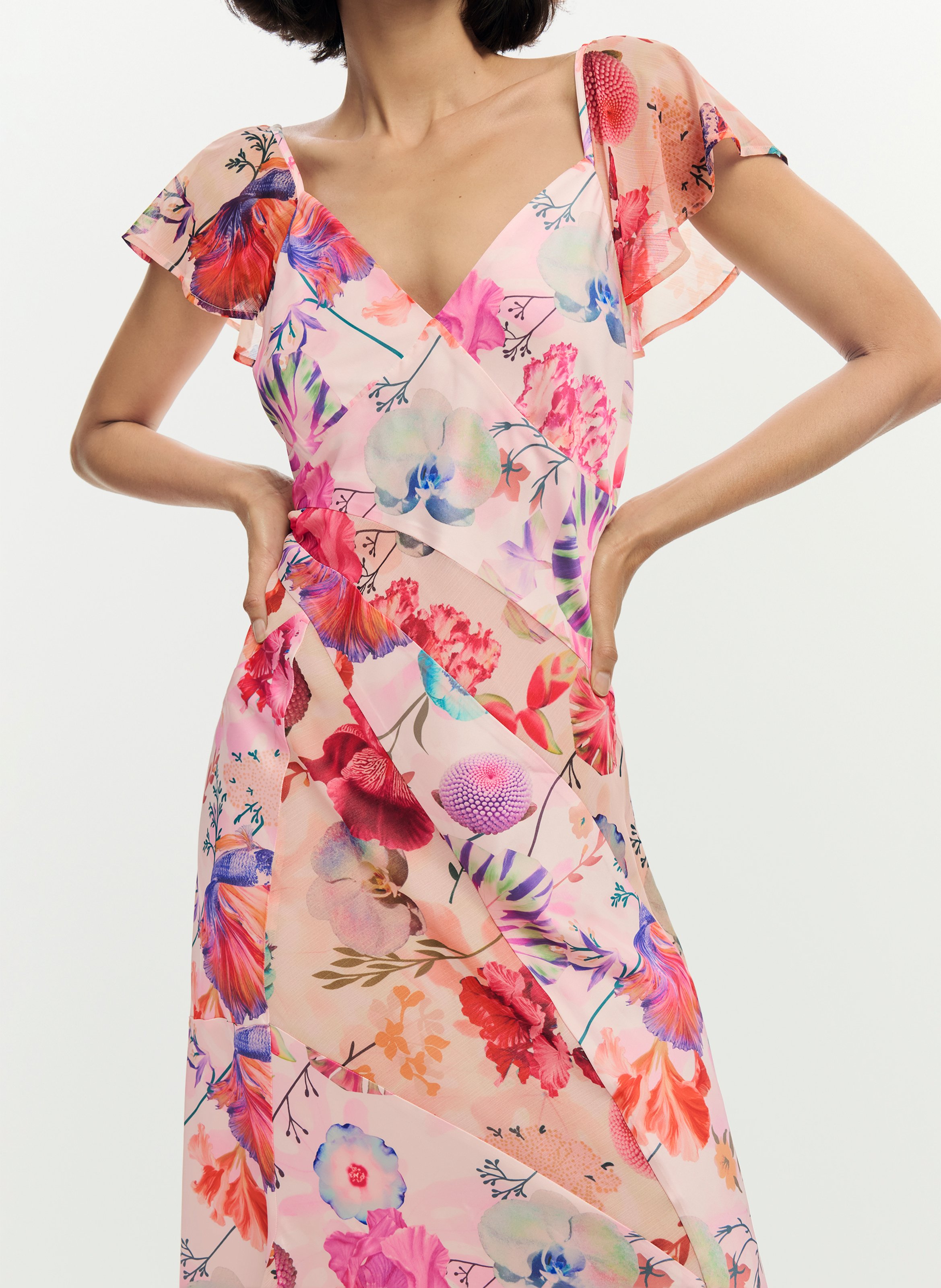 Robe sans manches à volants imprimée DESIGUAL Rouge