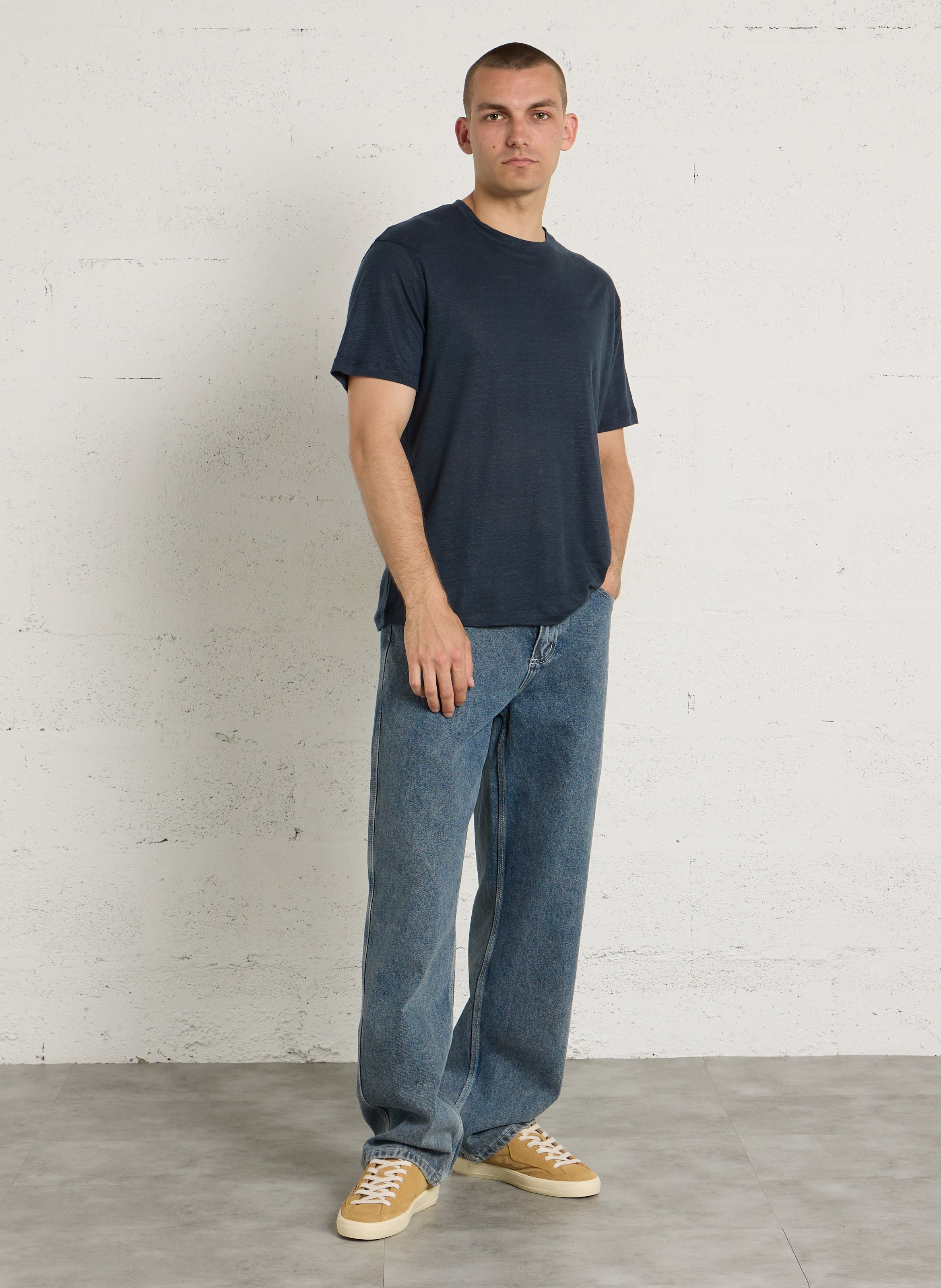 Oversized linen t-shirt AU PRINTEMPS PARIS Blue
