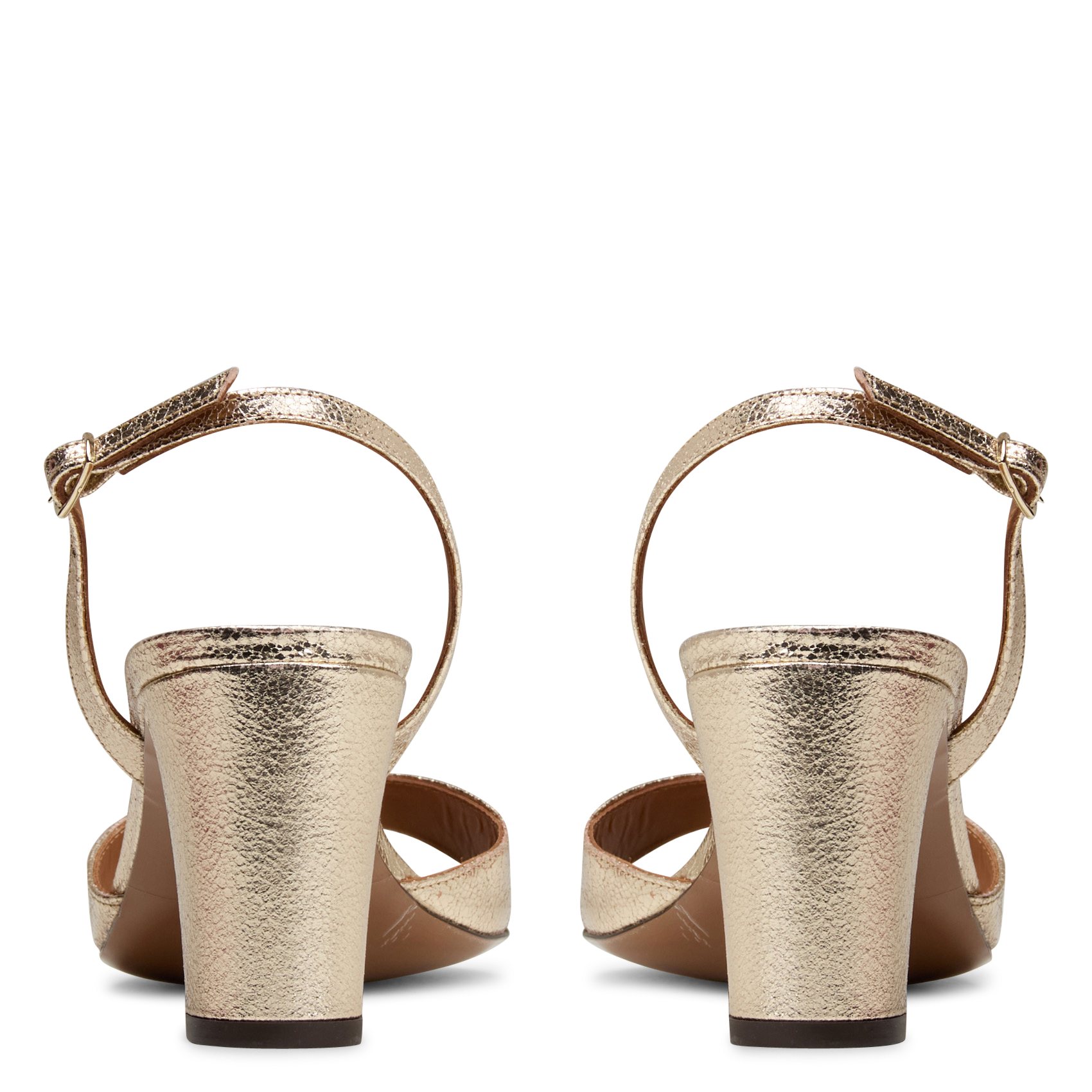 Glanzende, leren sandalen met hak RIVECOUR Zilver