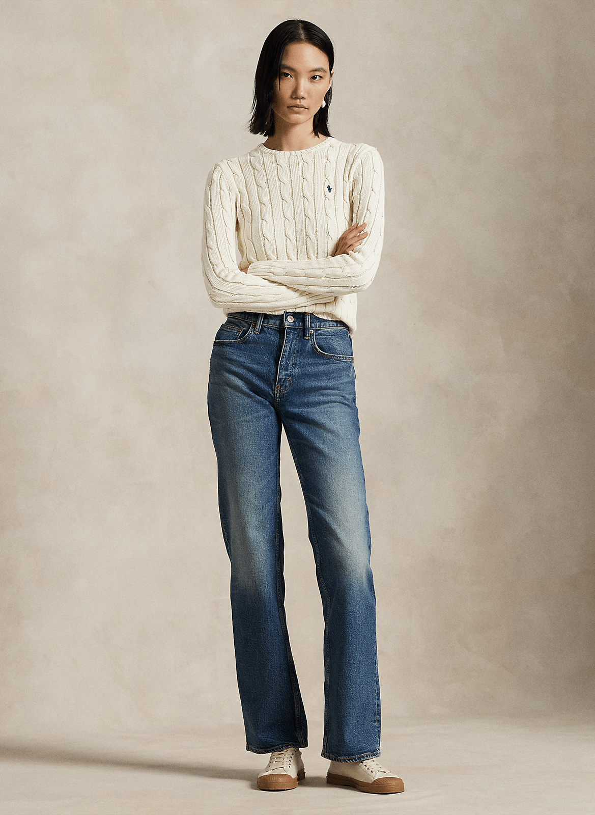 Round-neck wool- and cashmere-blend sweater POLO RALPH LAUREN White