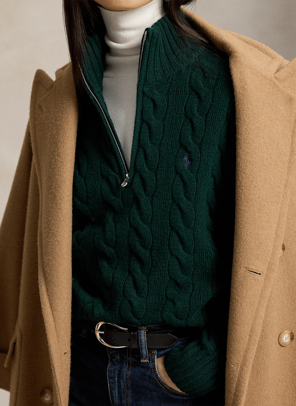 Rollkragenpullover aus Wolle und Kaschmir POLO RALPH LAUREN Grun