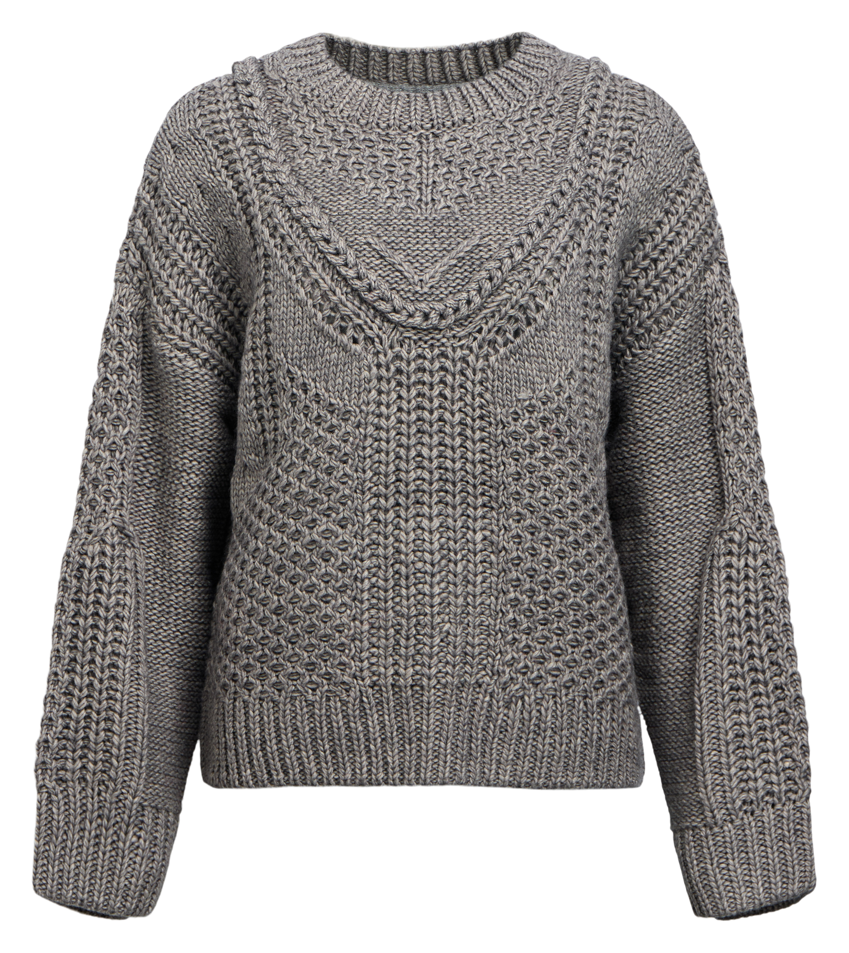 Strickpullover mit Rundhalsausschnitt OBJECT Grau