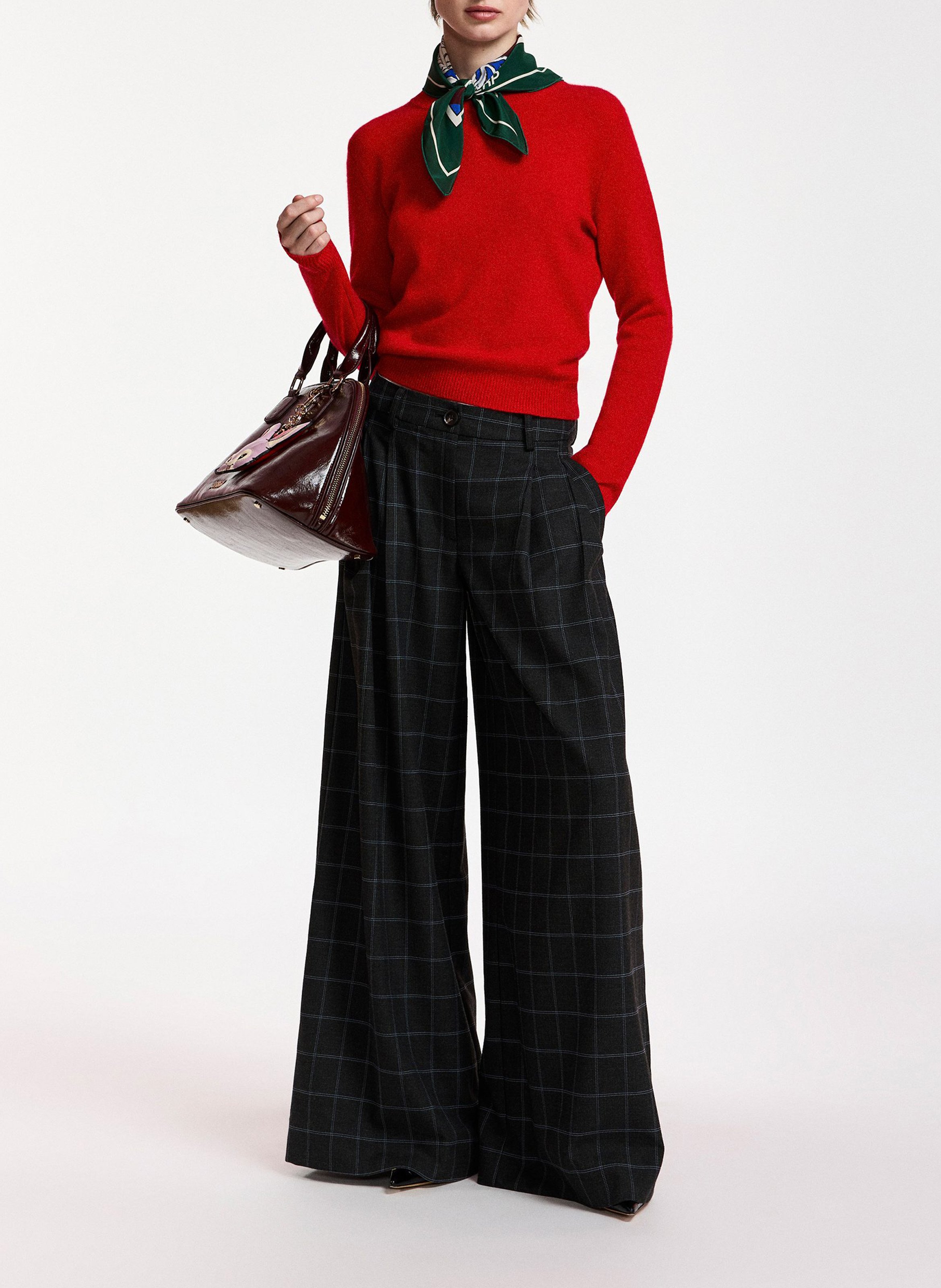 Wide checked pants ESSENTIEL ANTWERP Grey