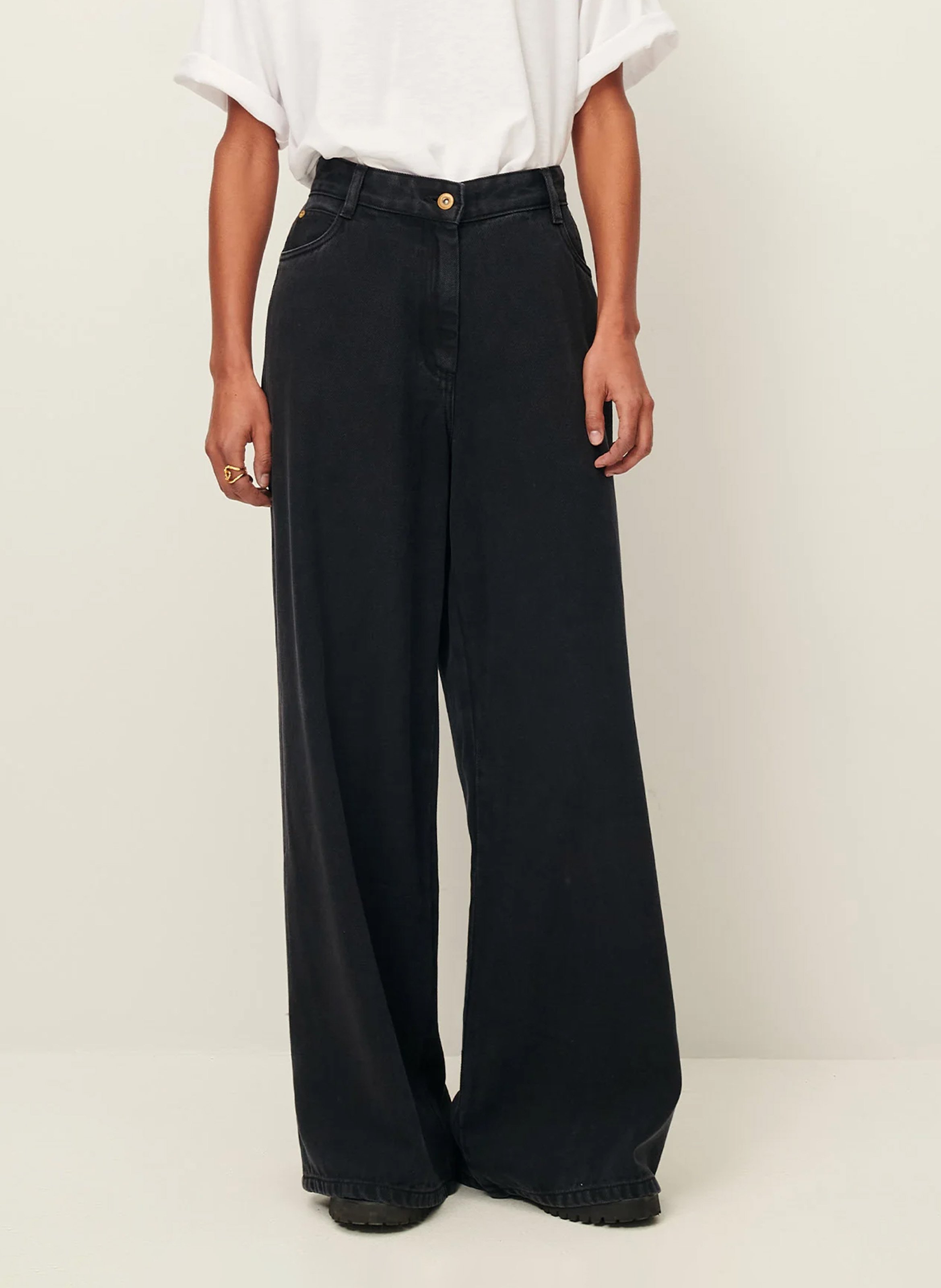 Wide-leg denim jeans SESSUN Black