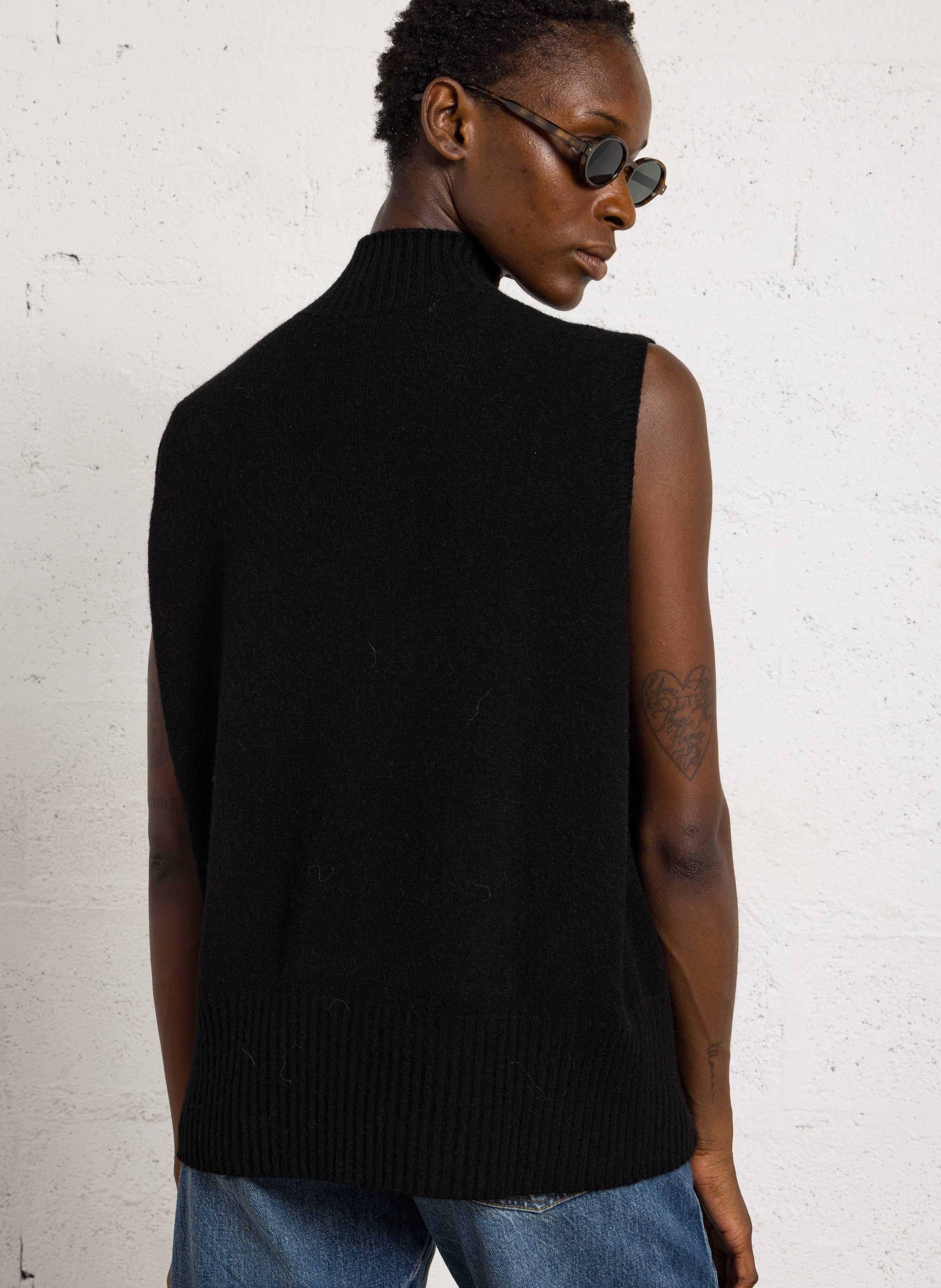 Mixed-knit high-neck jumper IMPERIAL Black