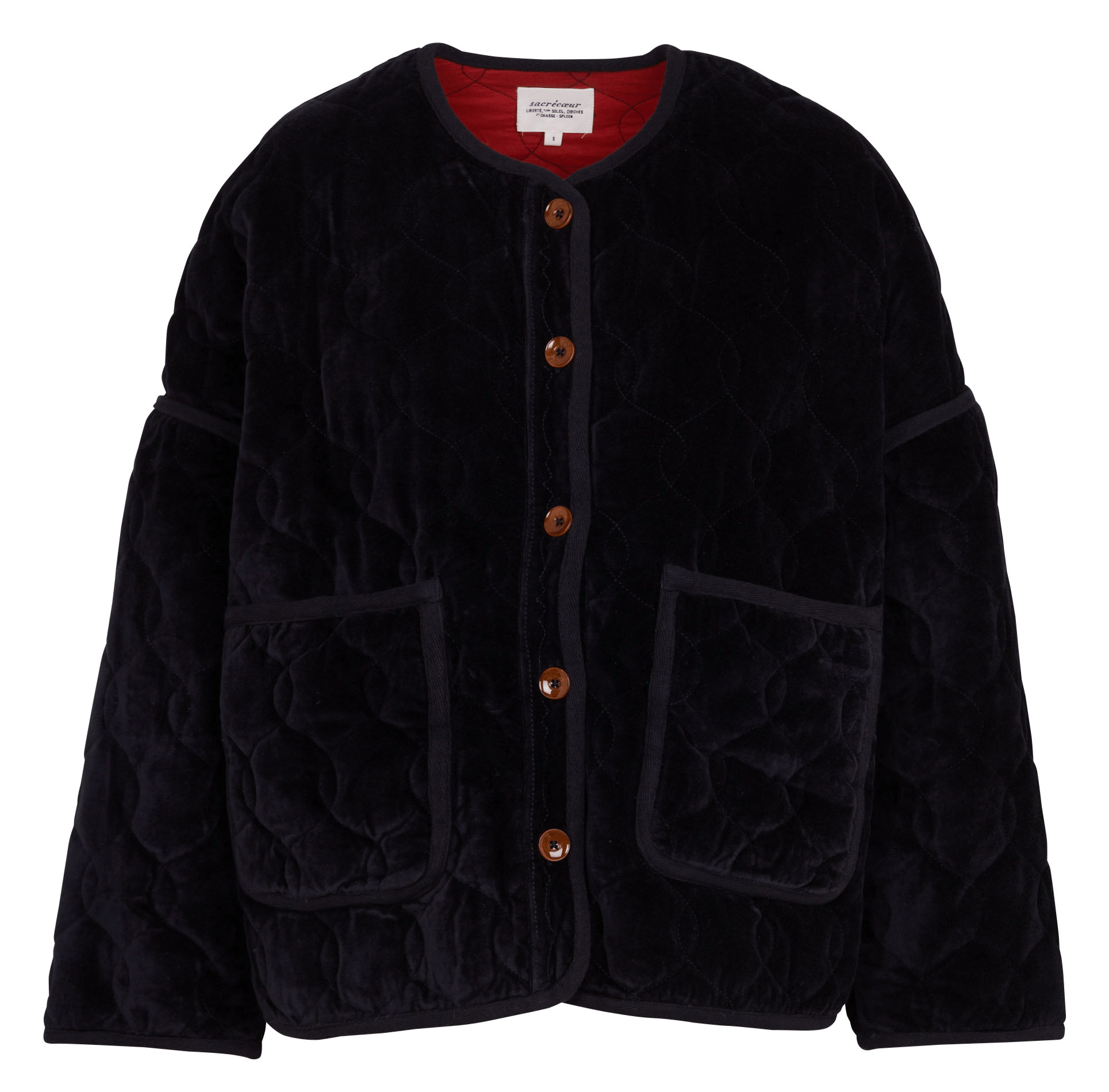 Oversized round neck quilted cotton jacket SACRECOEUR Blue
