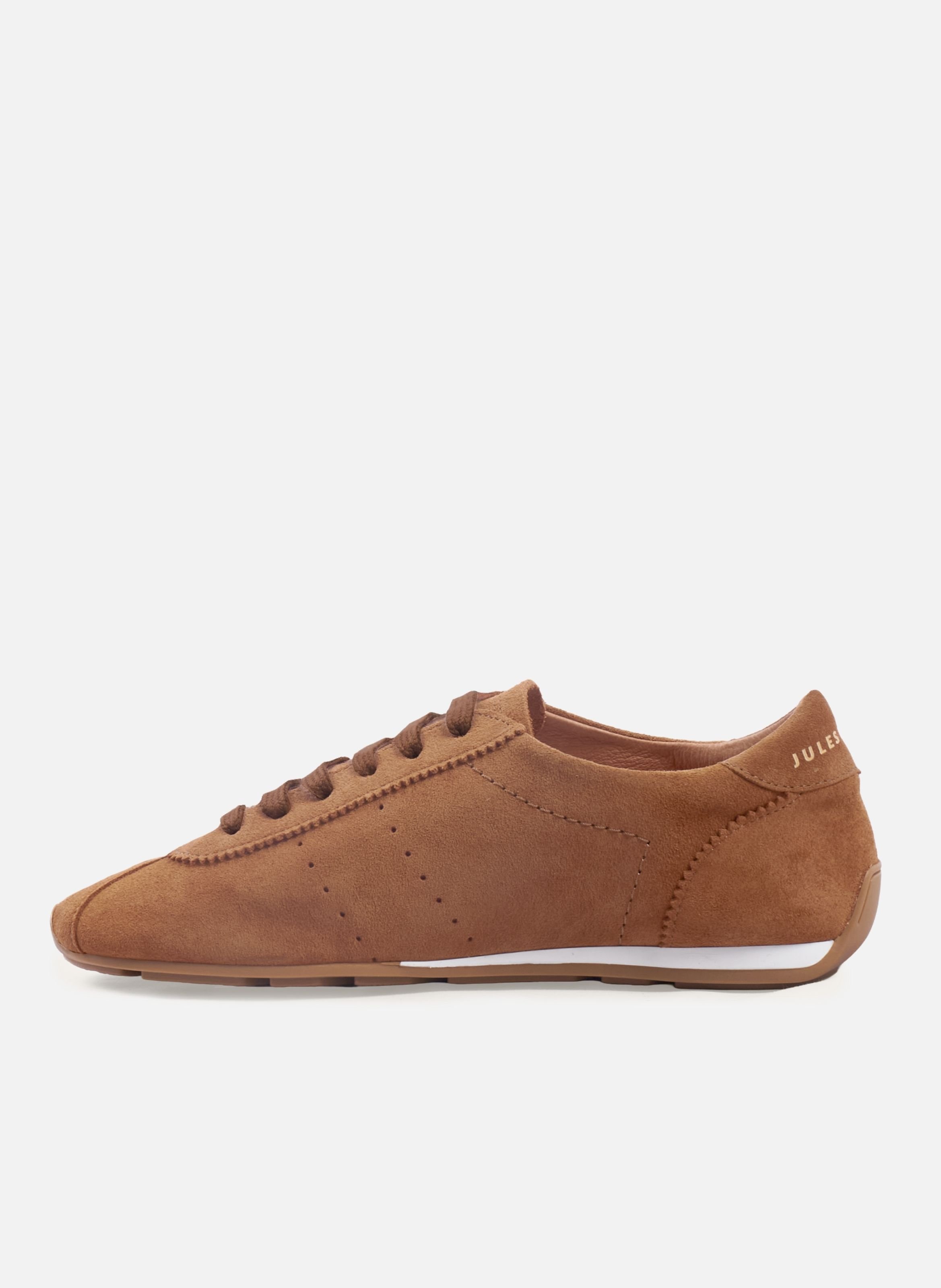 Sofia suede leather flat sneakers JULES & JENN Brown