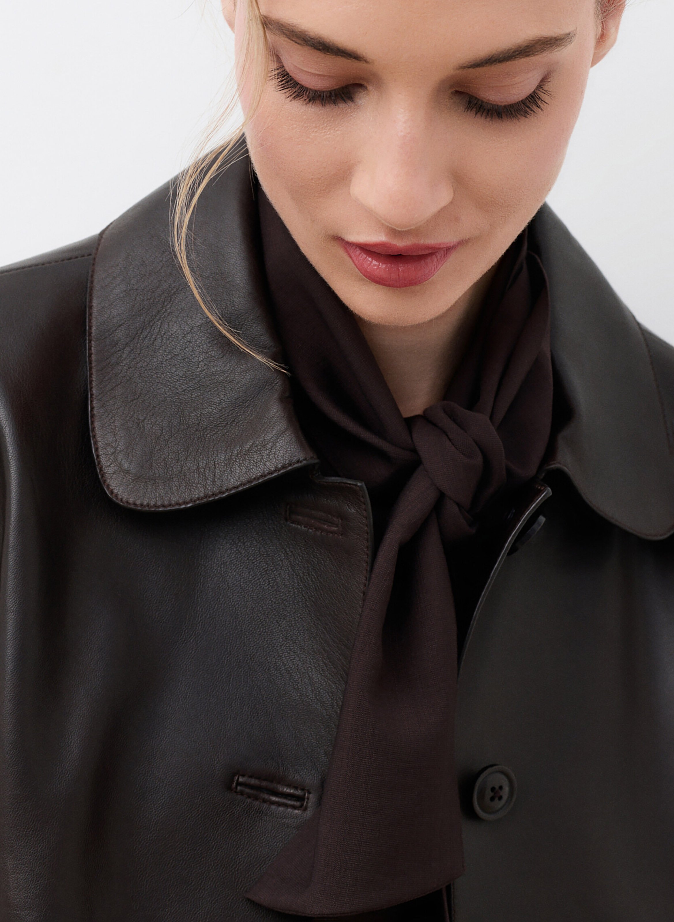 Veste en cuir courte  CAROLL Marron
