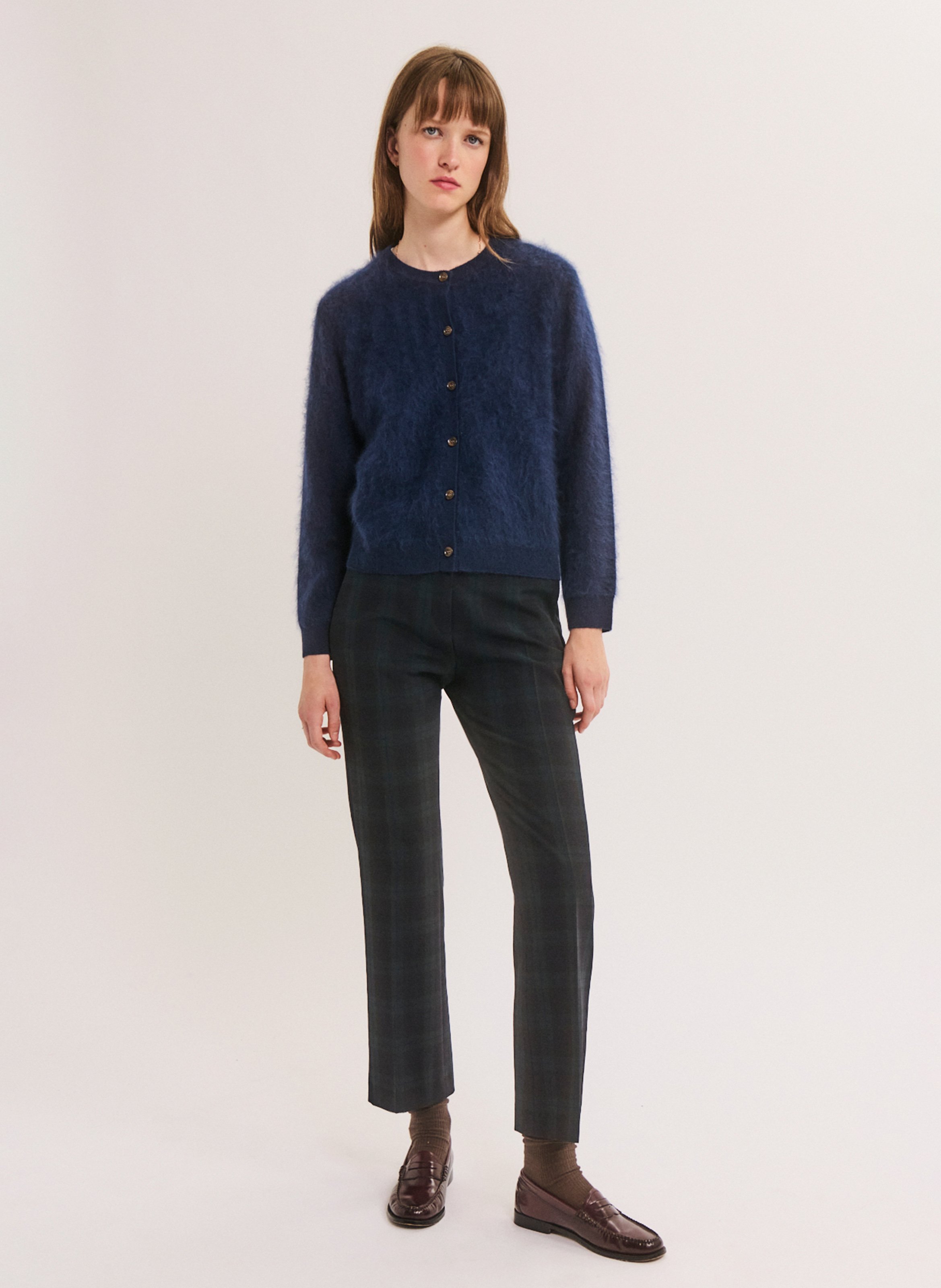 Rechte wollen cardigan PABLO Blauw