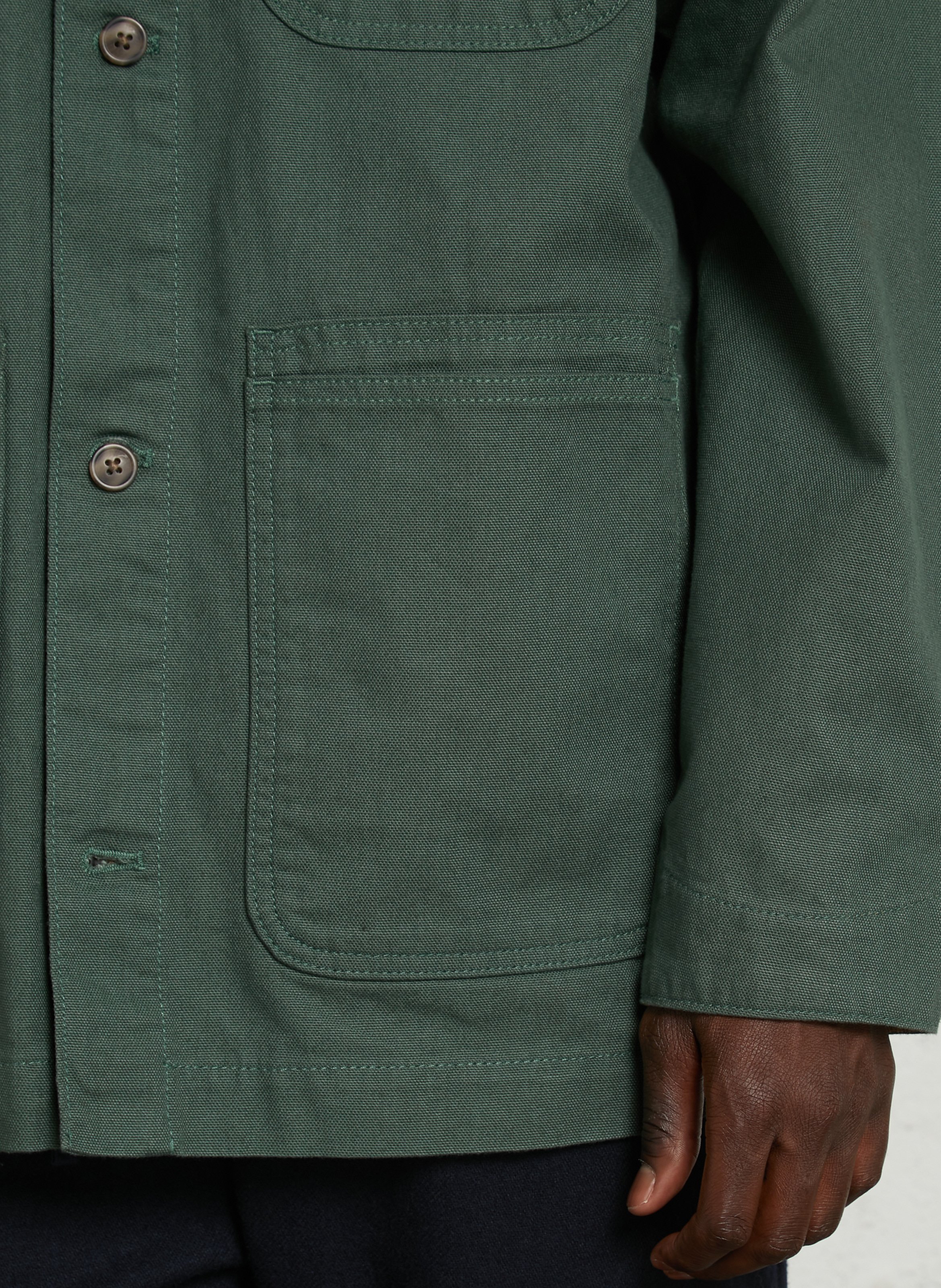 Veste droite col classique en coton bio PATAGONIA Vert