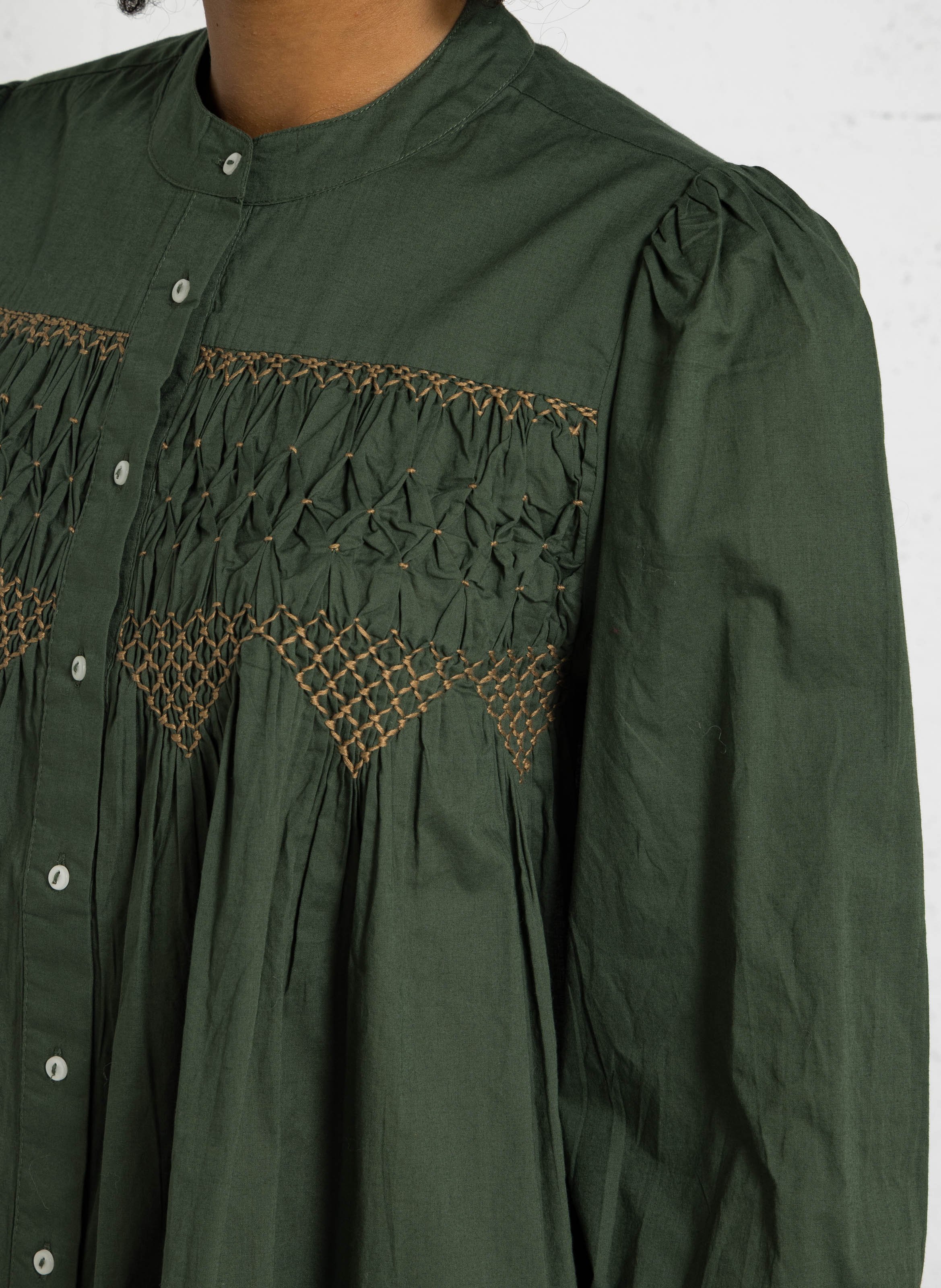 Baumwollbluse mit Rundhalsausschnitt SUD EXPRESS Khaki