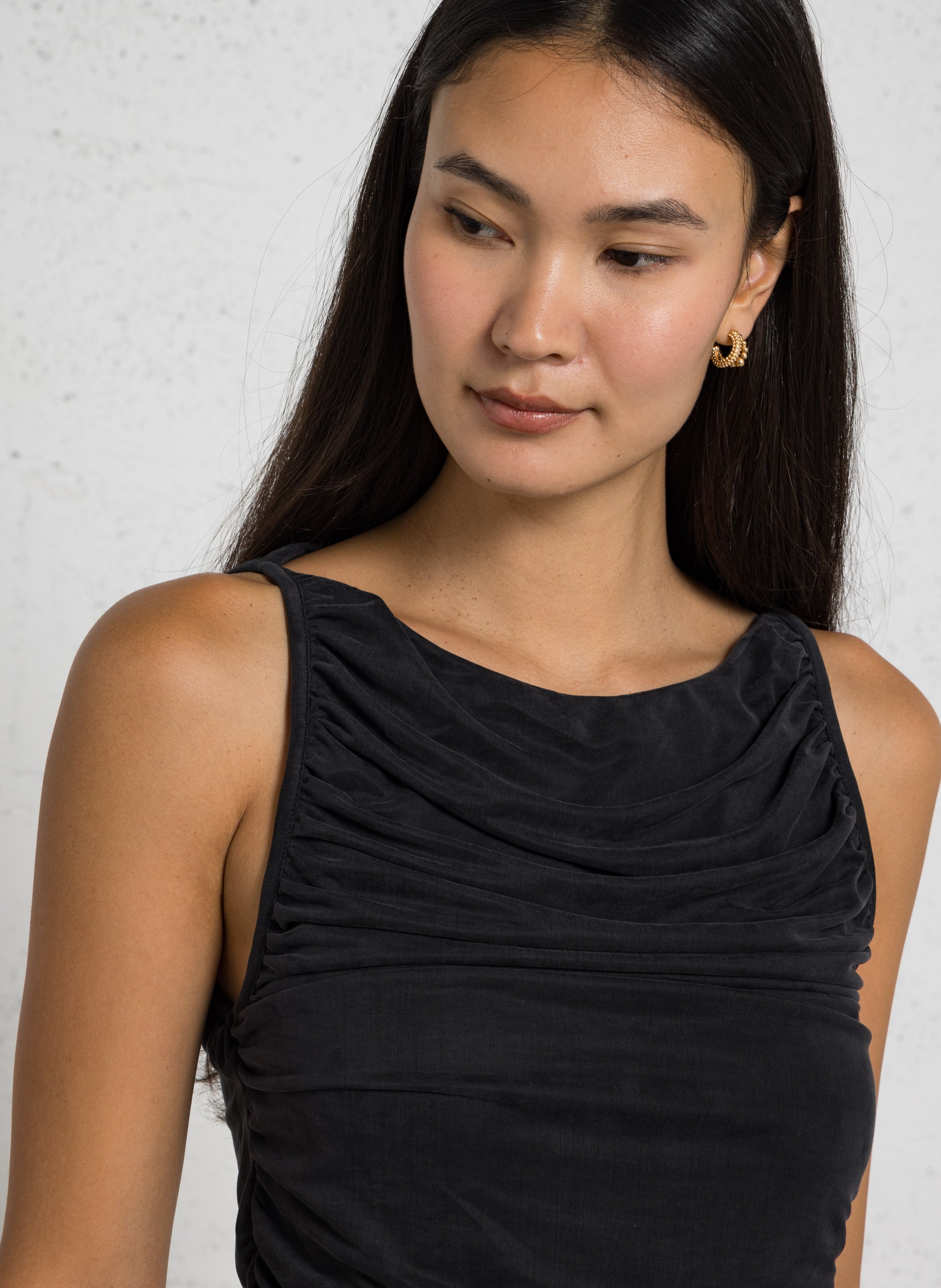 Robe sans manches plissée unie IKKS Noir