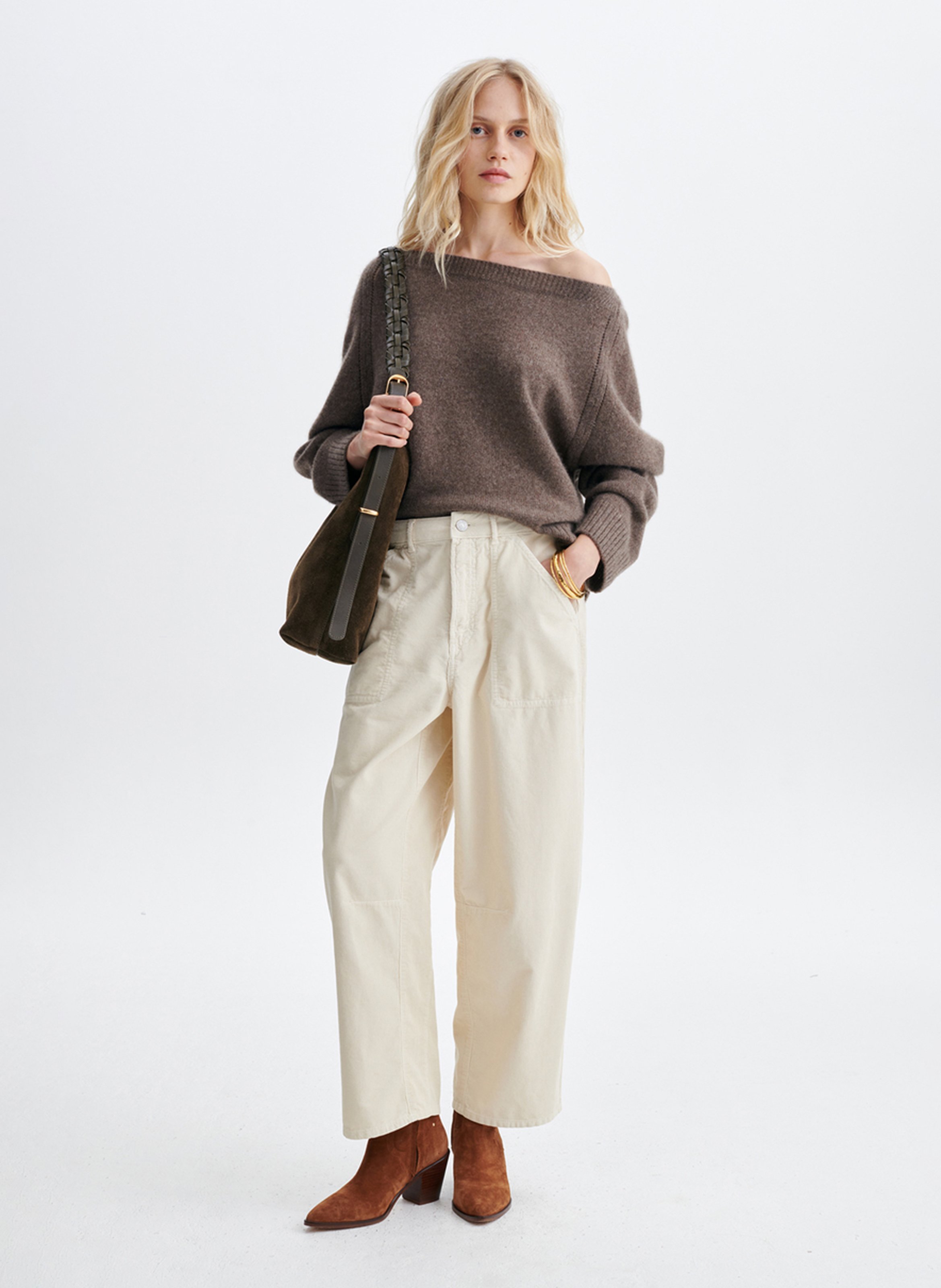 Loose-fit cashmere boat-neck sweater | Beige VANESSA BRUNO Women