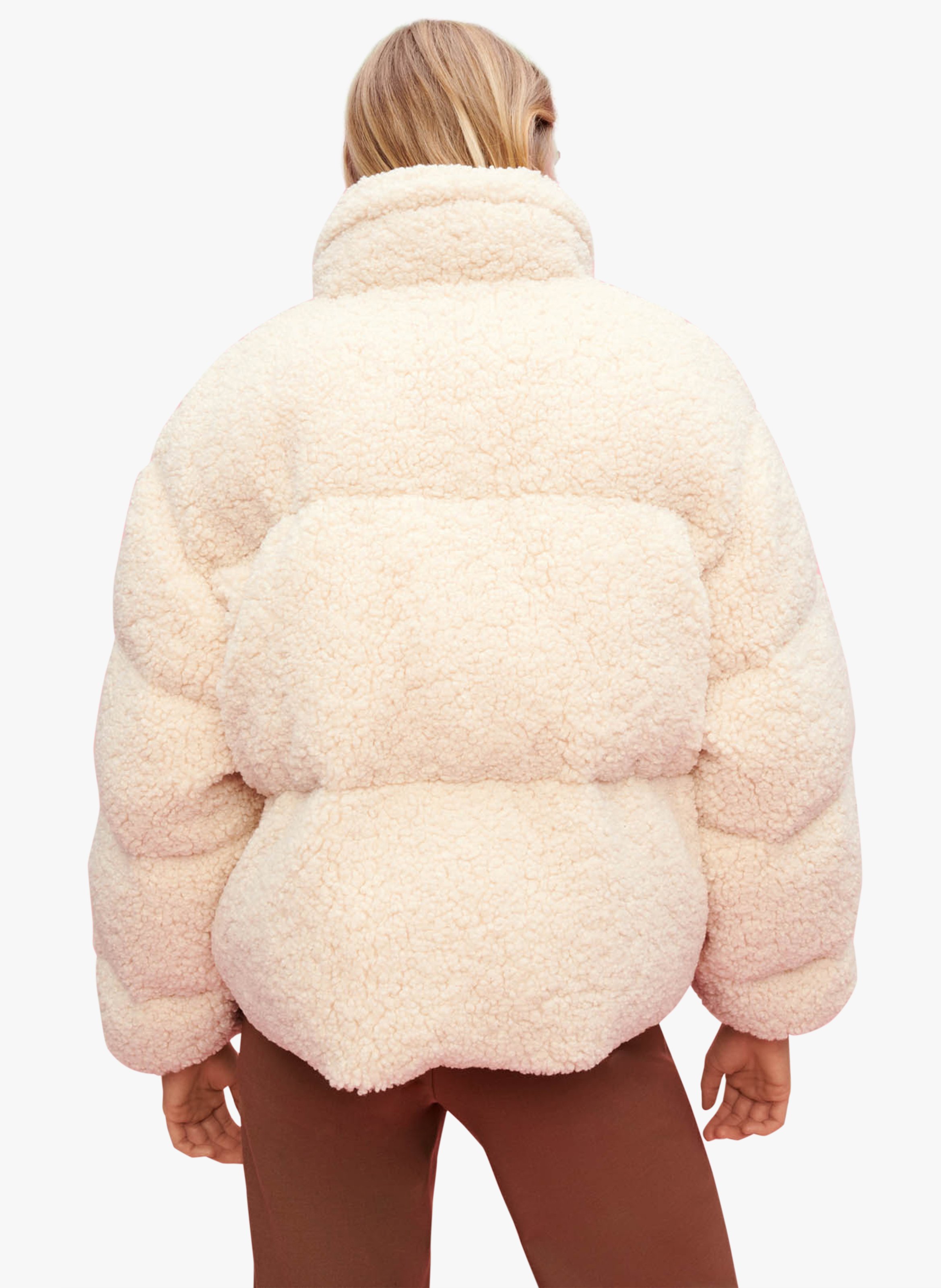 Highneck Faux Fur Padded Jacket Ecru Maje Women Place des Tendances