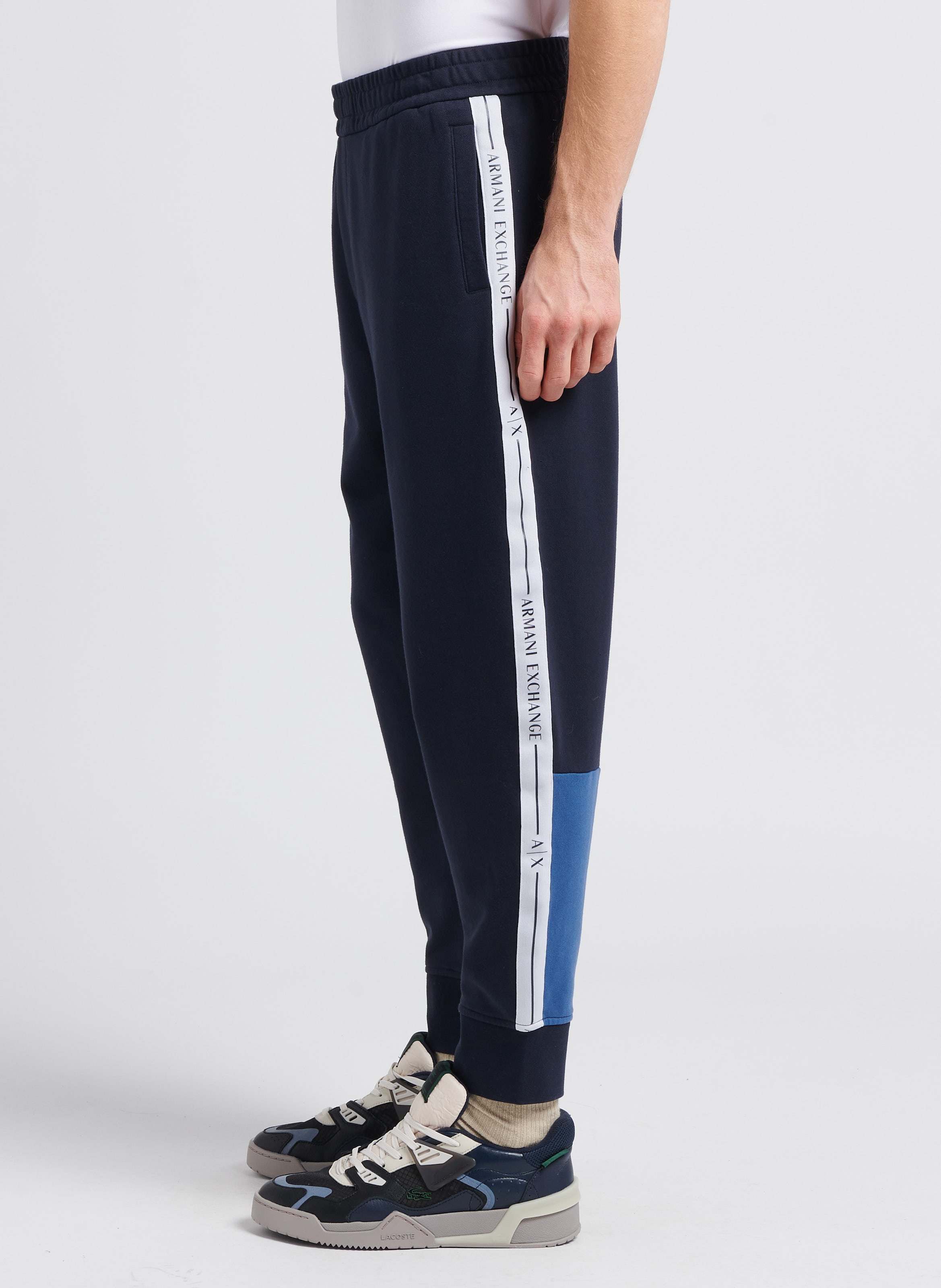 Katoenen joggingbroek met bies met logo ARMANI EXCHANGE Blauw