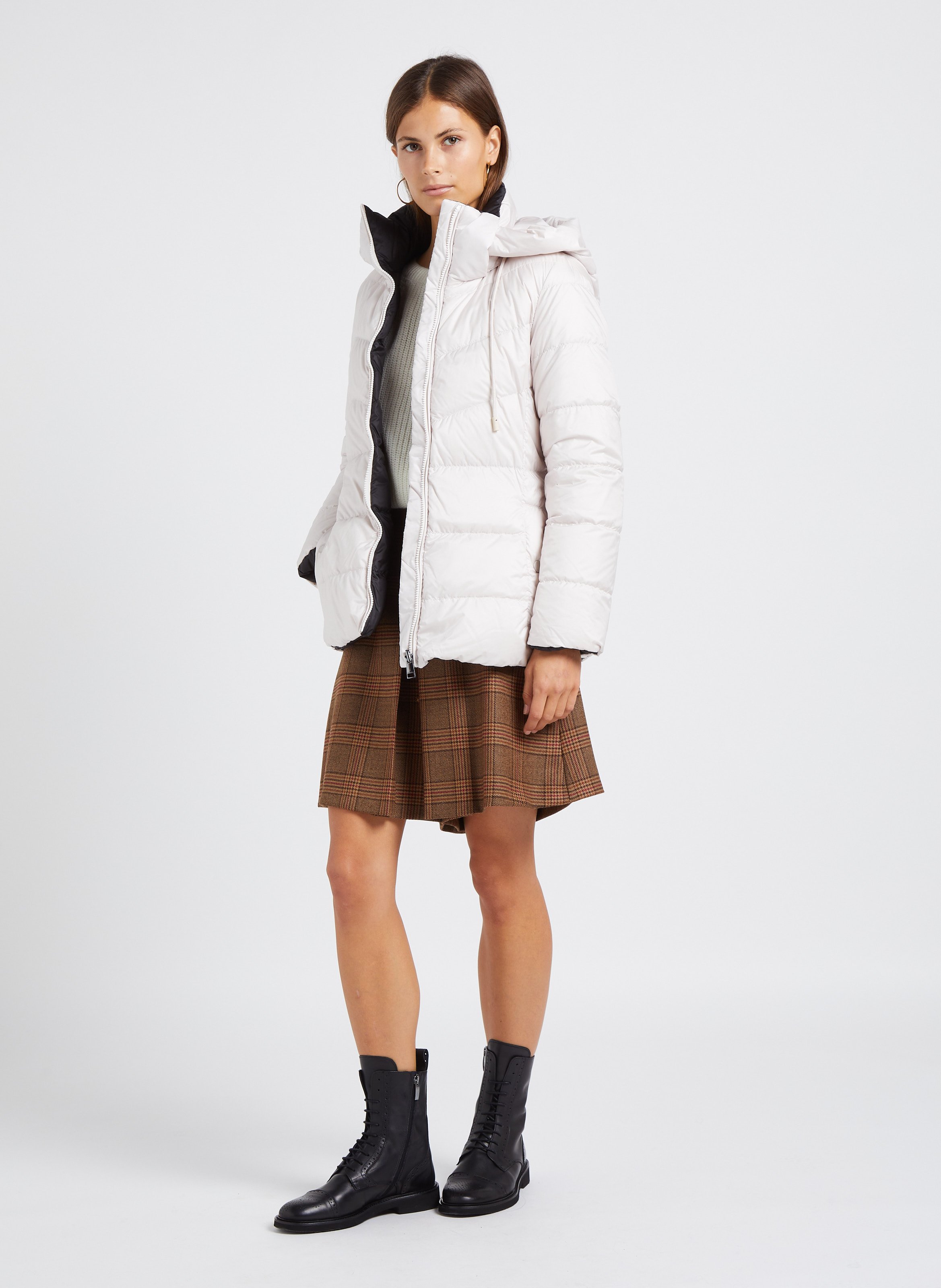 High-waisted check wool shorts MAX MARA WEEK END Brown