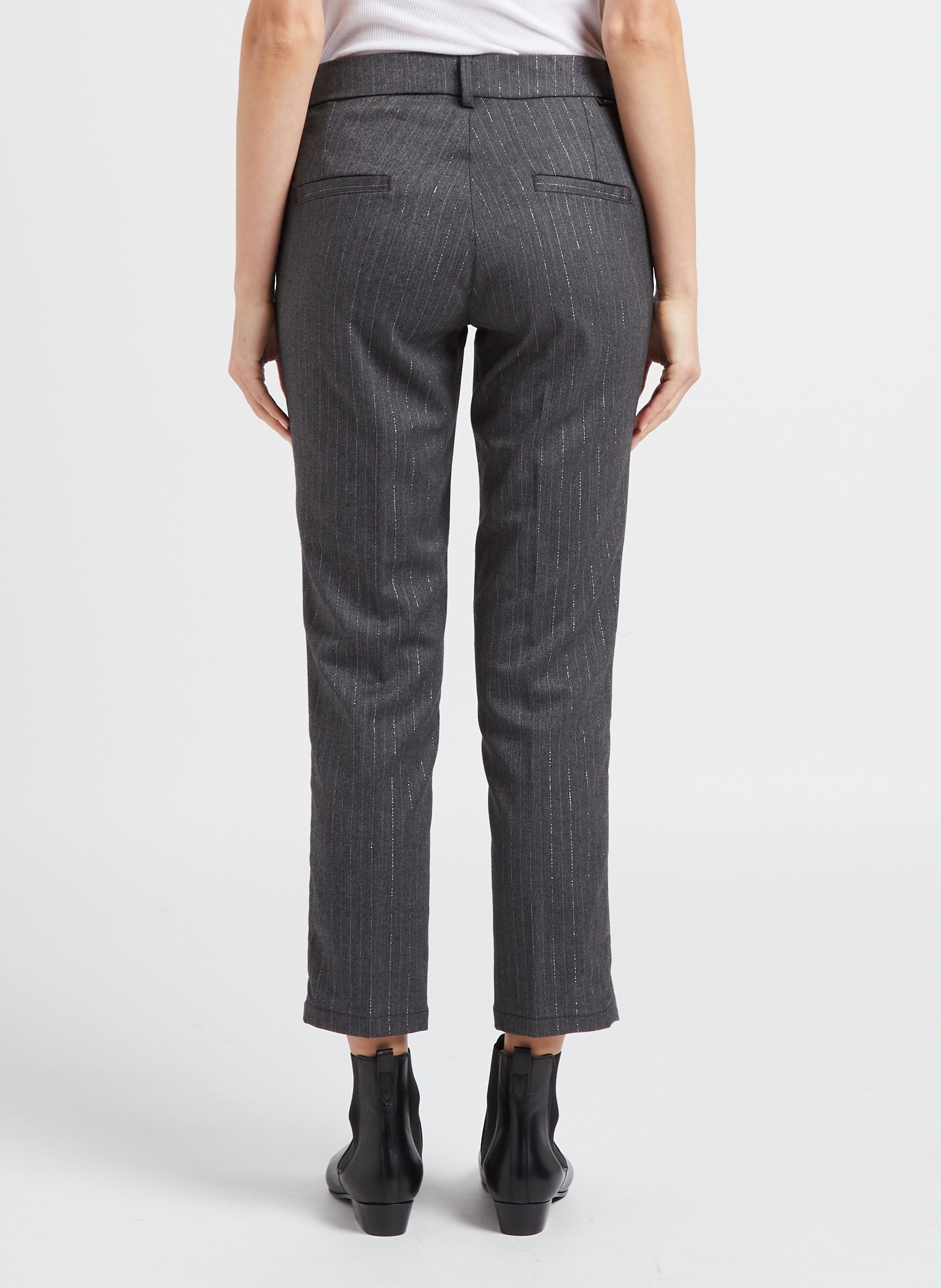 Houndstooth cigarette trousers Woman, Grey | TWINSET Milano