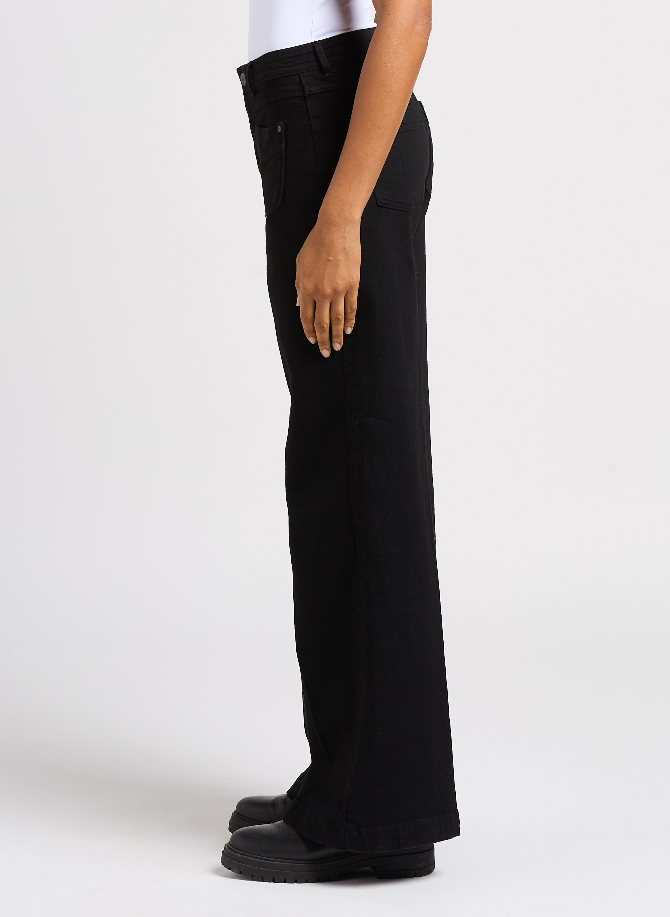 Wide leg cotton stretch jeans ONE STEP Black