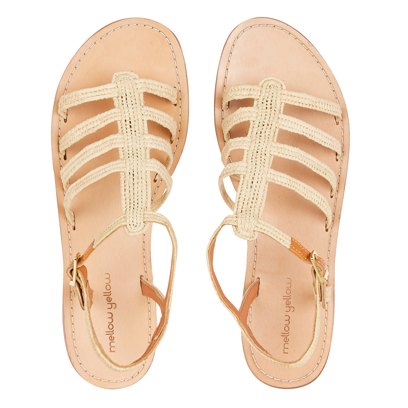 Mellow Yellow Mules Femme Raphia Sandales Plates En Raphia Raffy - Main Image