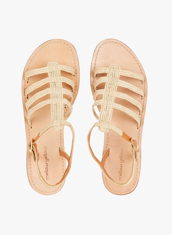 Mellow Yellow Mules Femme Raphia Sandales Plates En Raphia Raffy