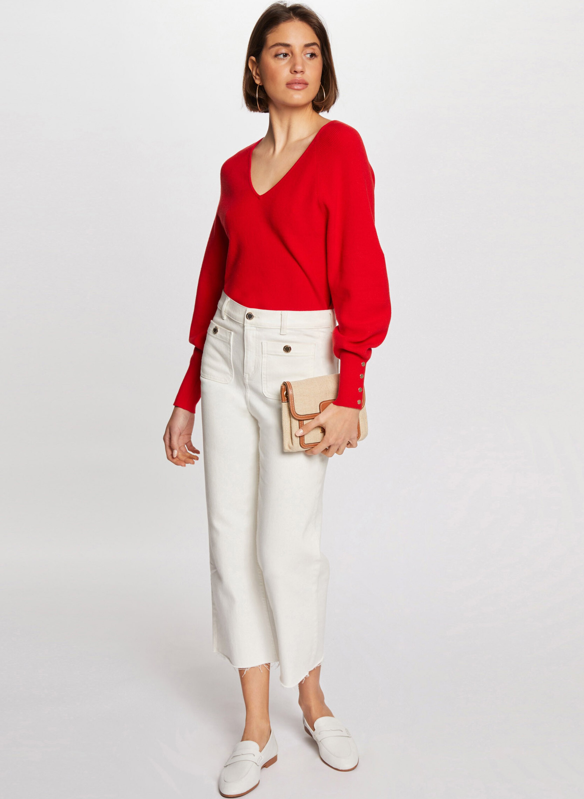 Rechte trui in fijne breiwerk MORGAN Rood