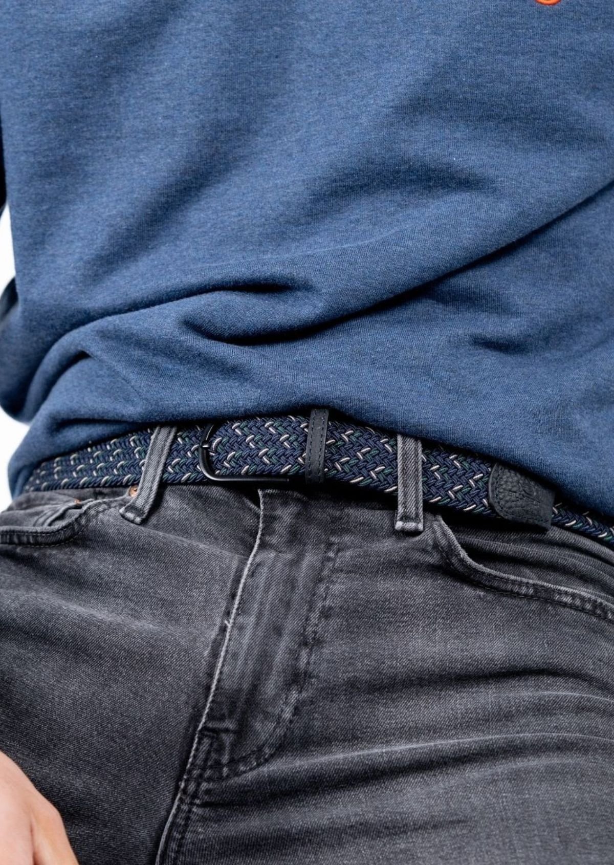 Multicolored braided elastic belt BILLYBELT Blue