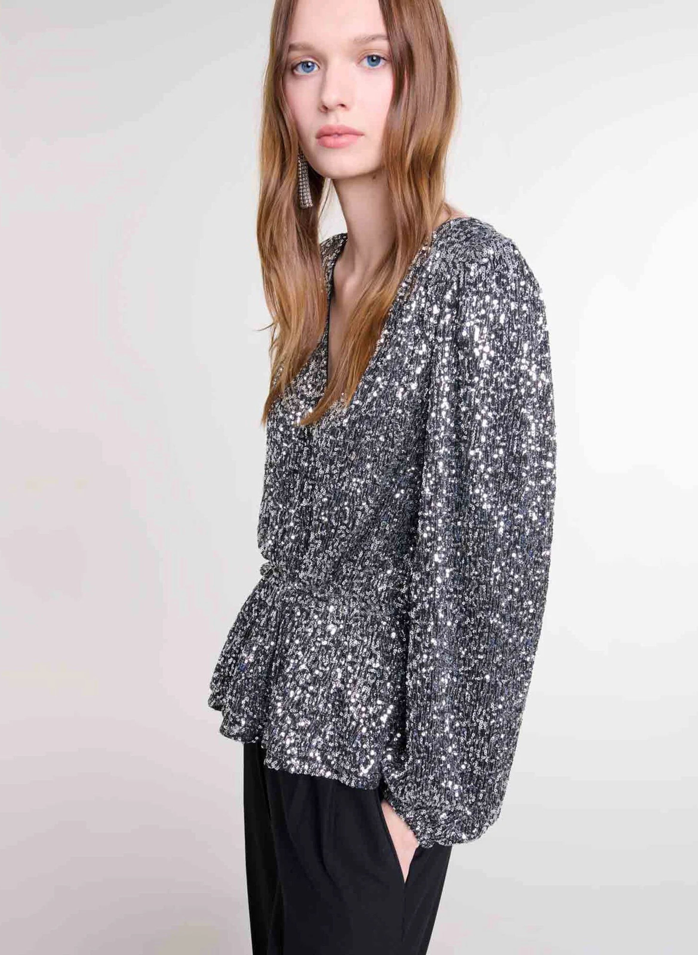 grey sequin top