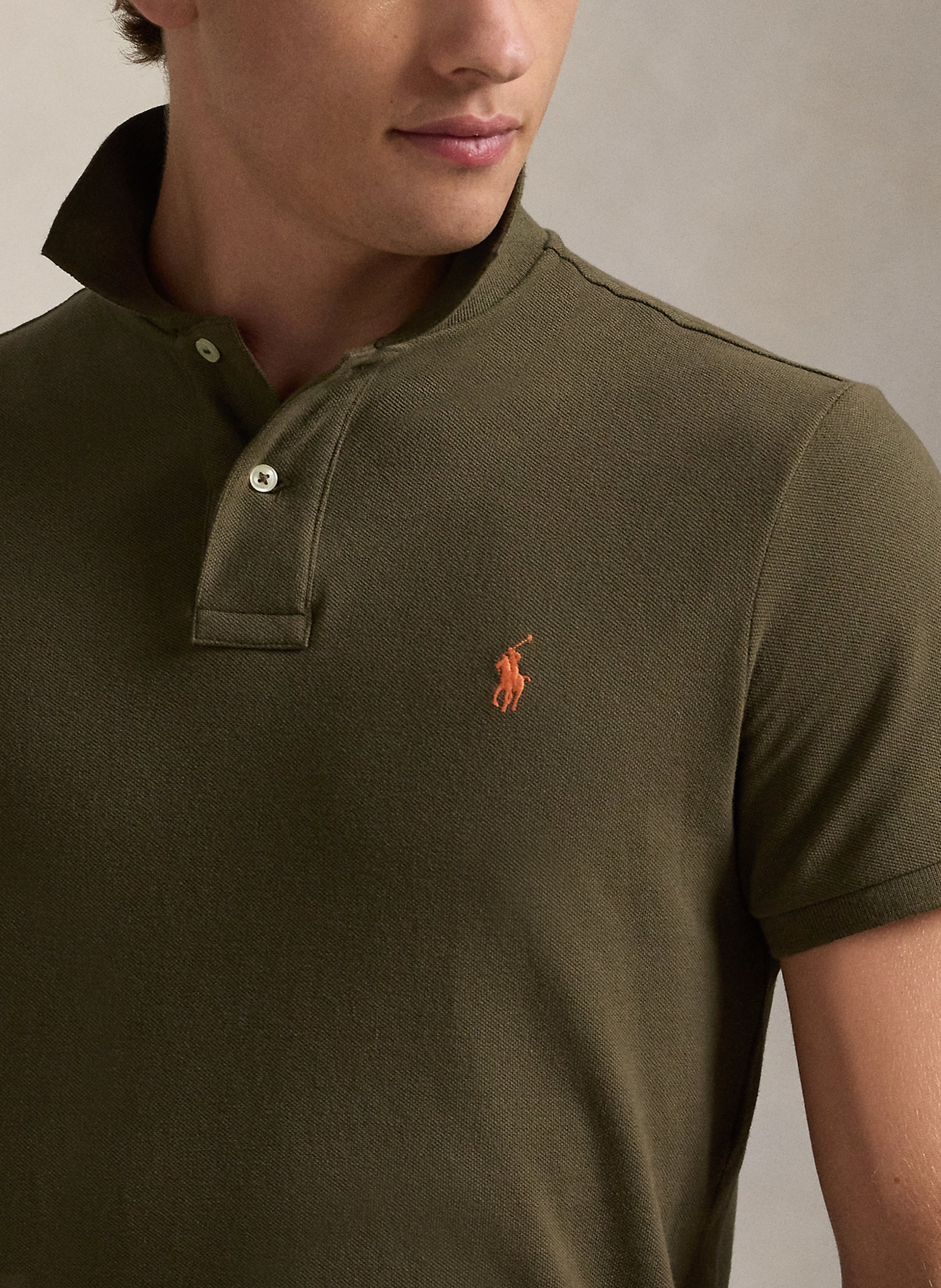 Slim-fit cotton piqué polo shirt POLO RALPH LAUREN Khaki