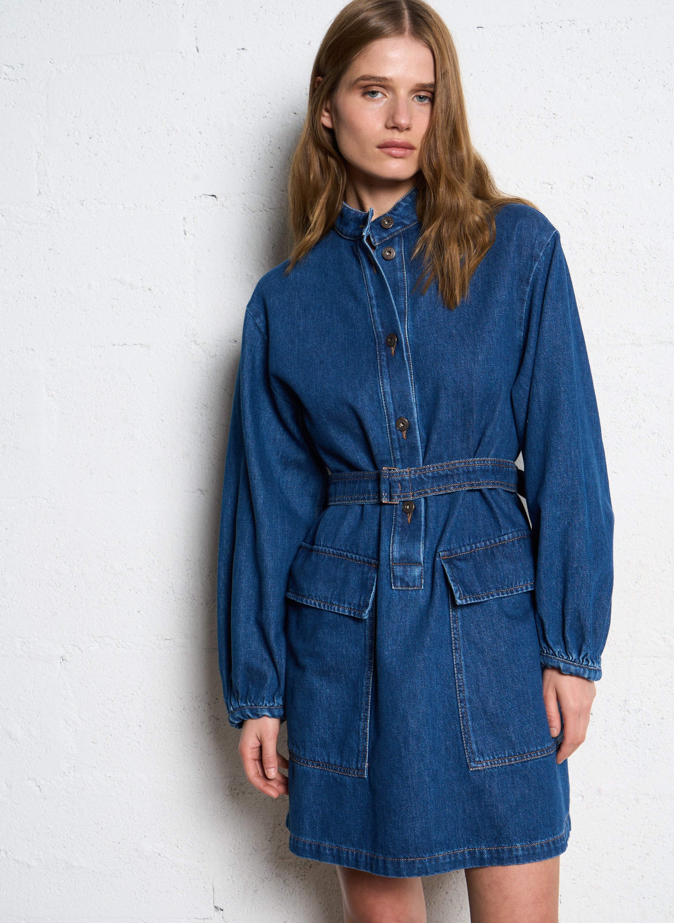 Robe courte col rond en jean MAX MARA WEEK END Bleu