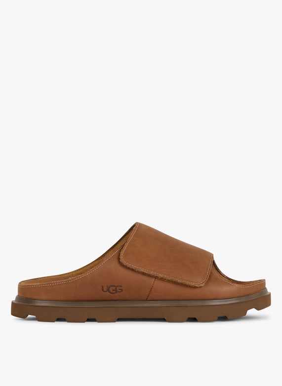 Aouda flat leather sandals Chestnut Ugg Men Place des Tendances